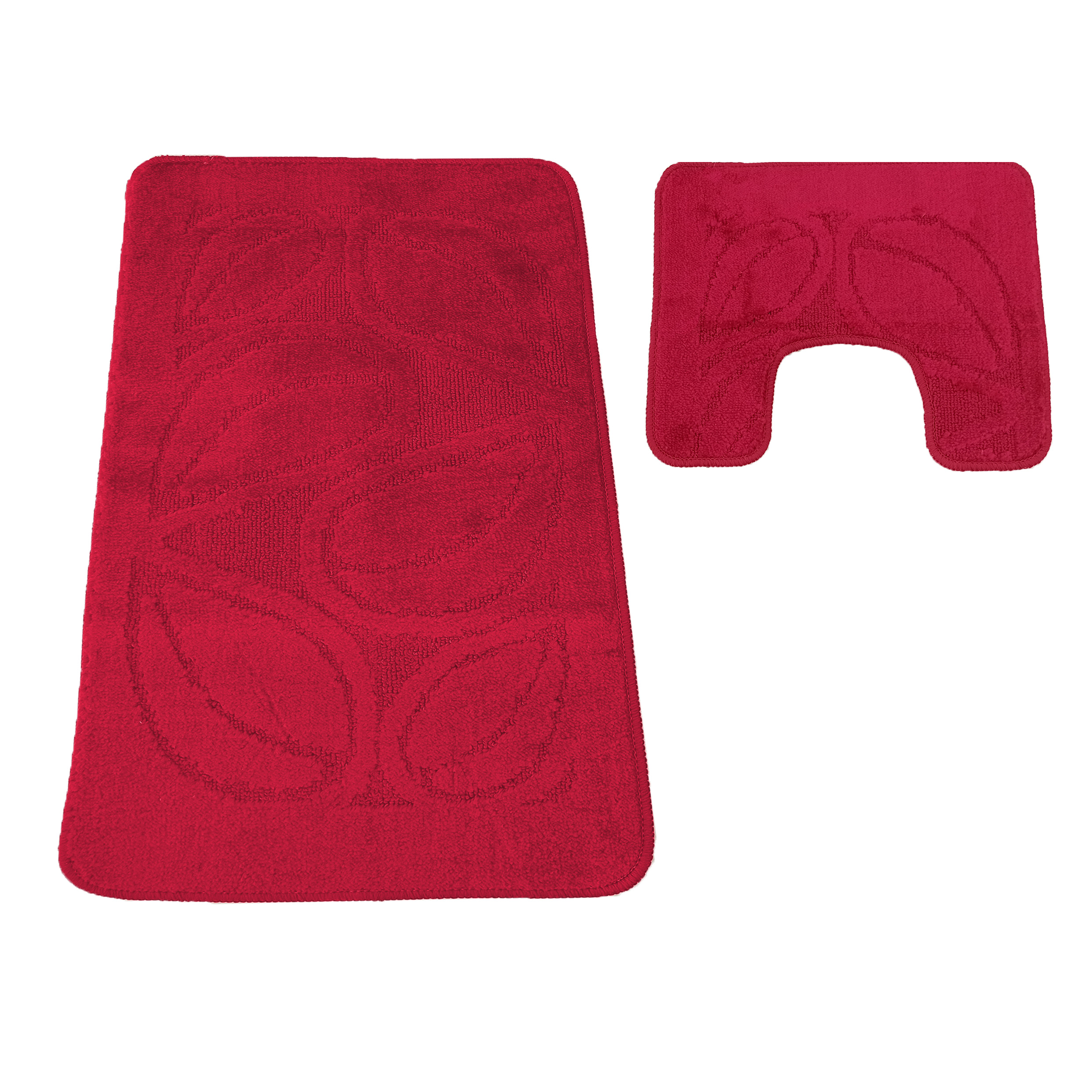 Komplet Dywaników Łazienkowych Montana Flora - Malinowy Pod WC Antypoślizgowy