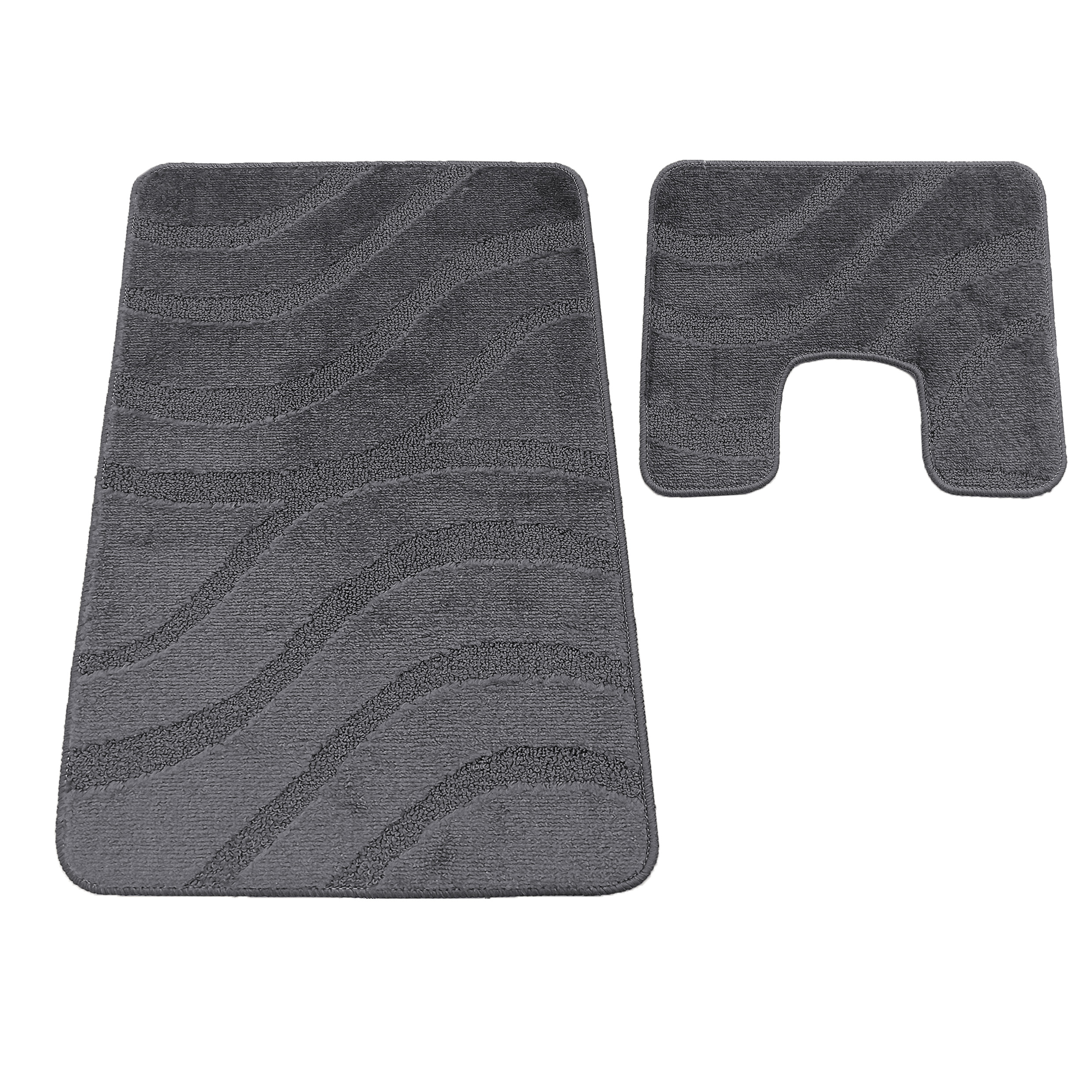 Komplet Dywaników Łazienkowych Montana Symphony - Stalowy Pod WC Antypoślizgowy