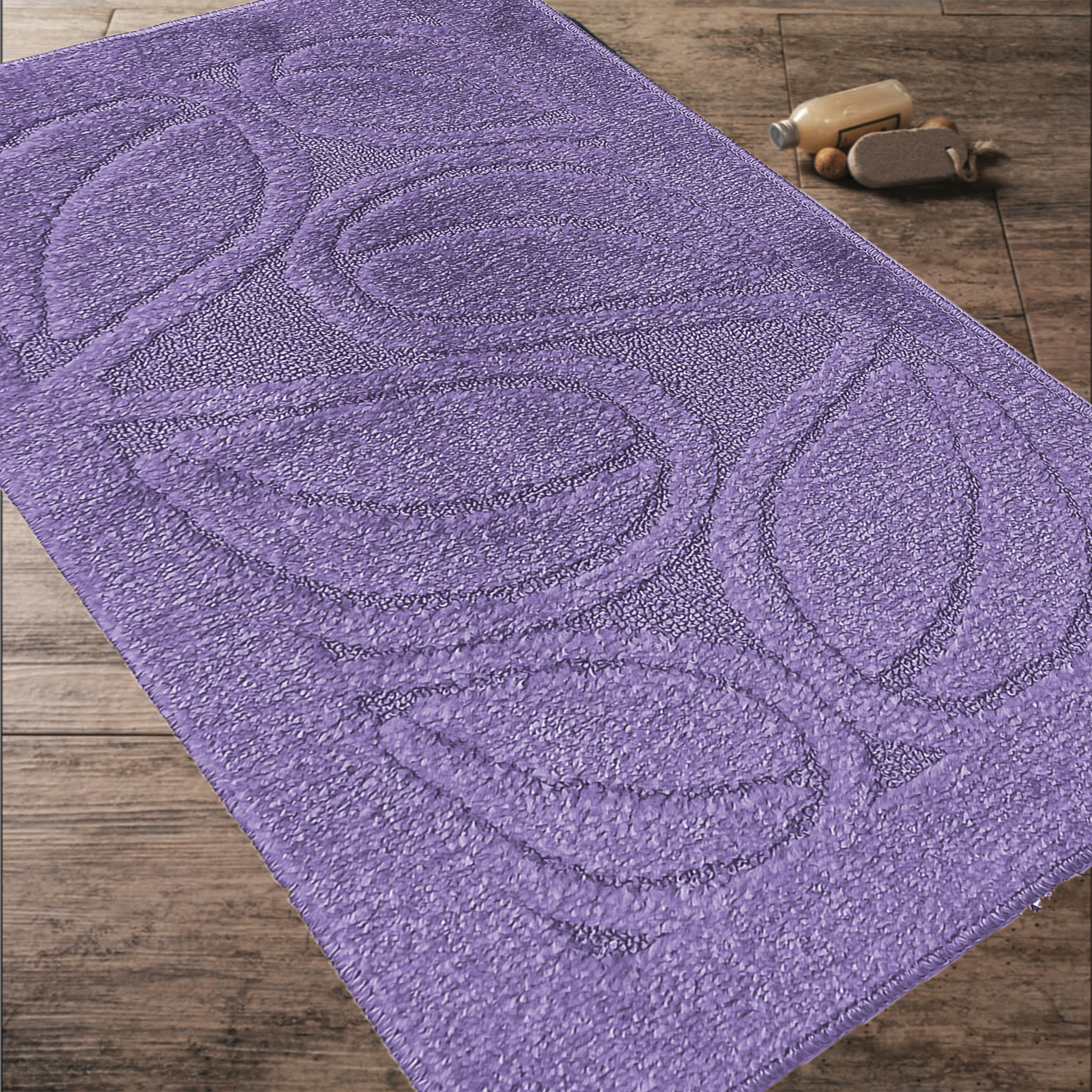 Komplet Dywaników Łazienkowych Montana Flora - Fioletowy Pod WC Antypoślizgowy