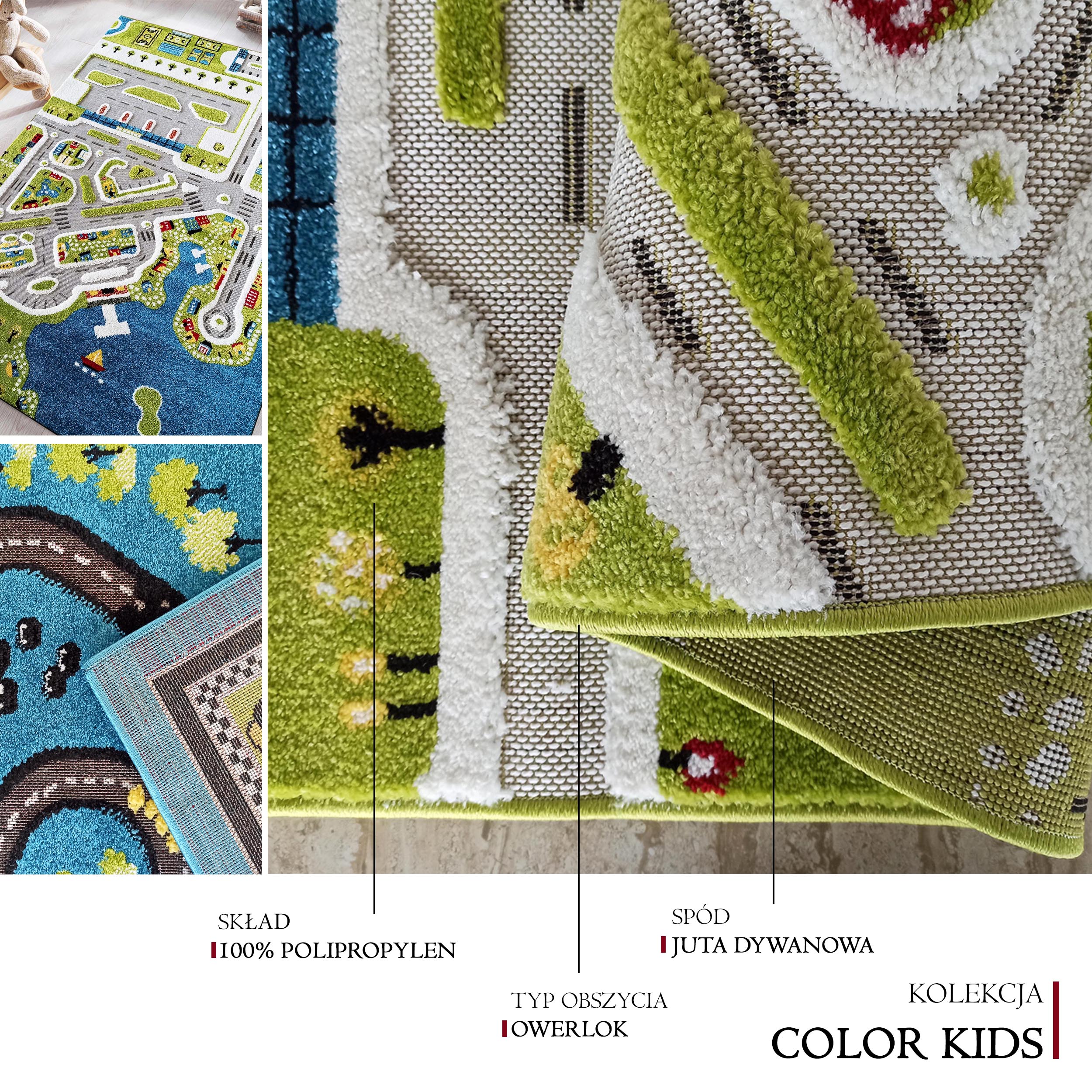 Dywan Sensoryczny Dla Dzieci COLOR KIDS 02 - Zielony Dywan Sensoryczny Dla Dzieci COLOR KIDS 02 - Zielony