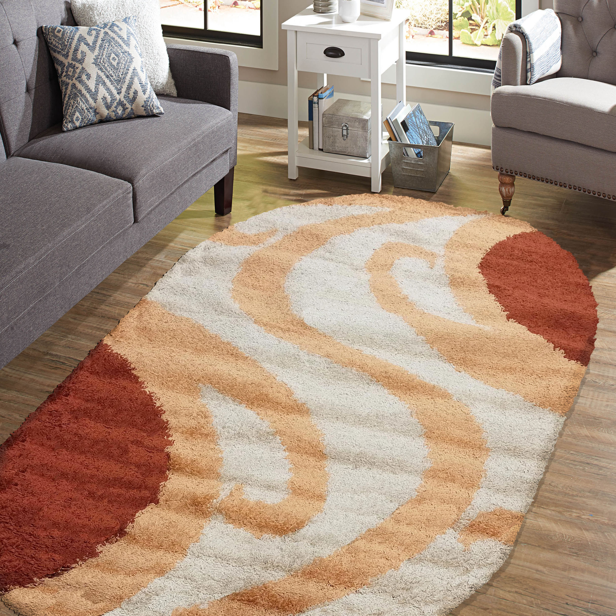 Dywan Nowoczesny Shaggy Long SS740-CAR owalny - wielokolorowy