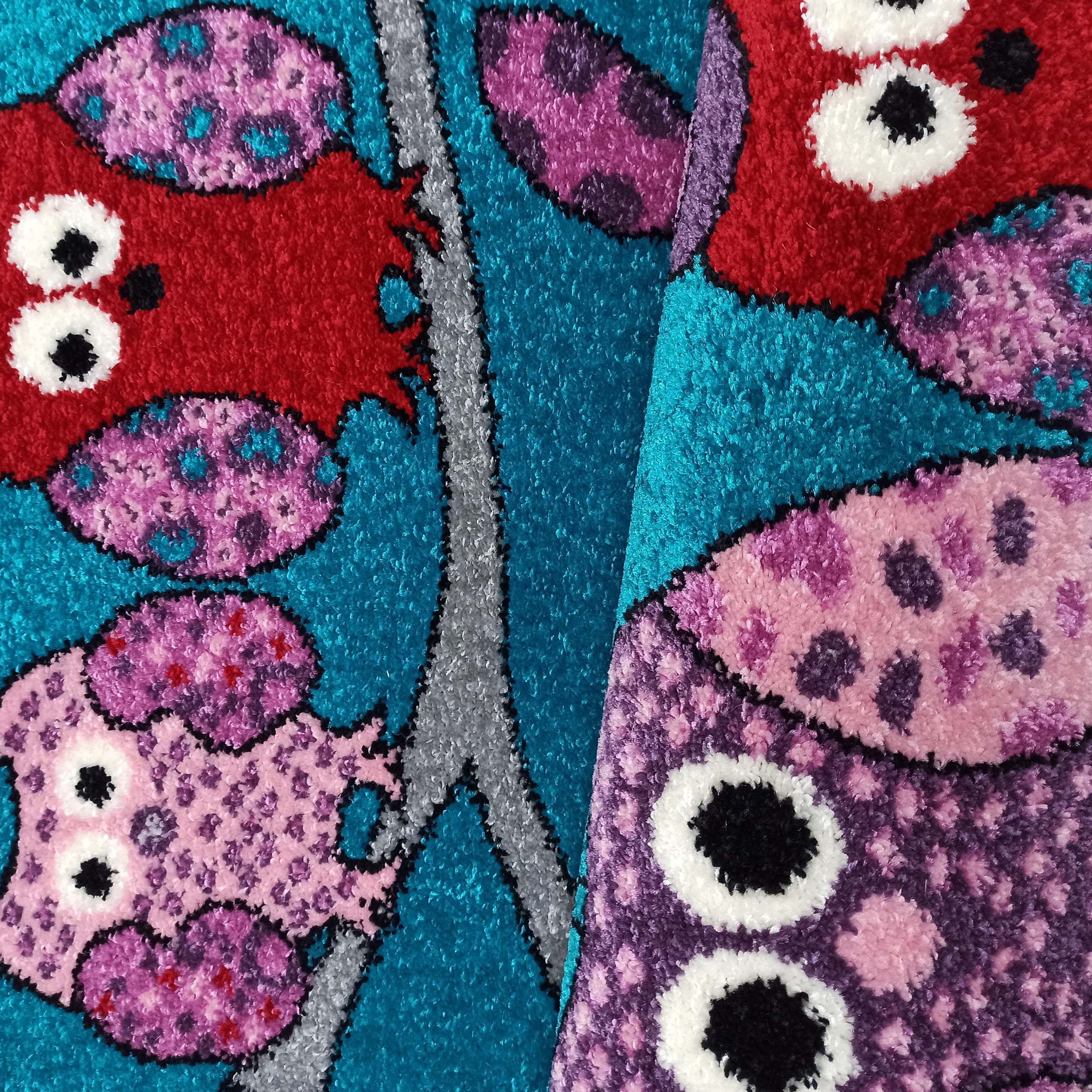 Dywan Bella Dla Dzieci 01 Turkusowy Sowy