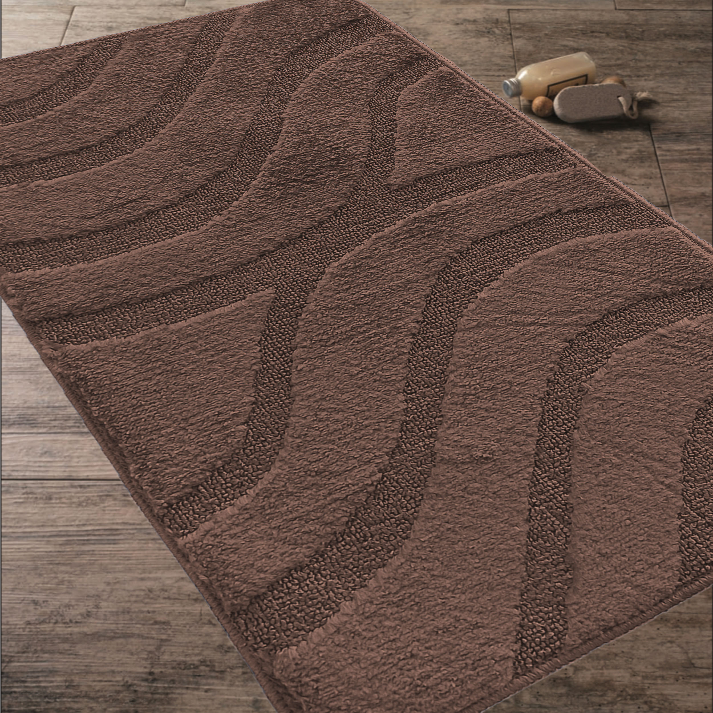 Komplet Dywaników Łazienkowych Montana Symphony - Brązowy Pod WC Antypoślizgowy