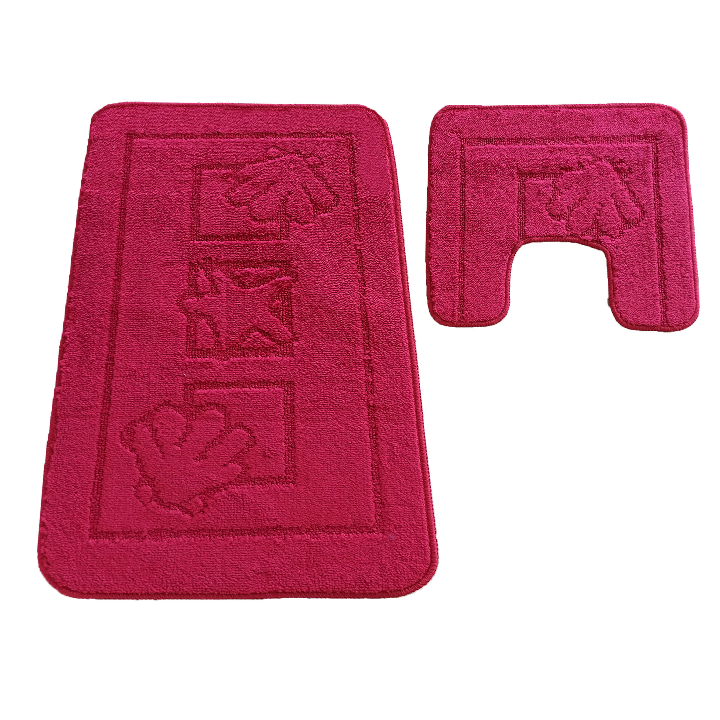 Komplet Dywaników Łazienkowych Montana Maritime - Malinowy Pod WC Antypoślizgowy