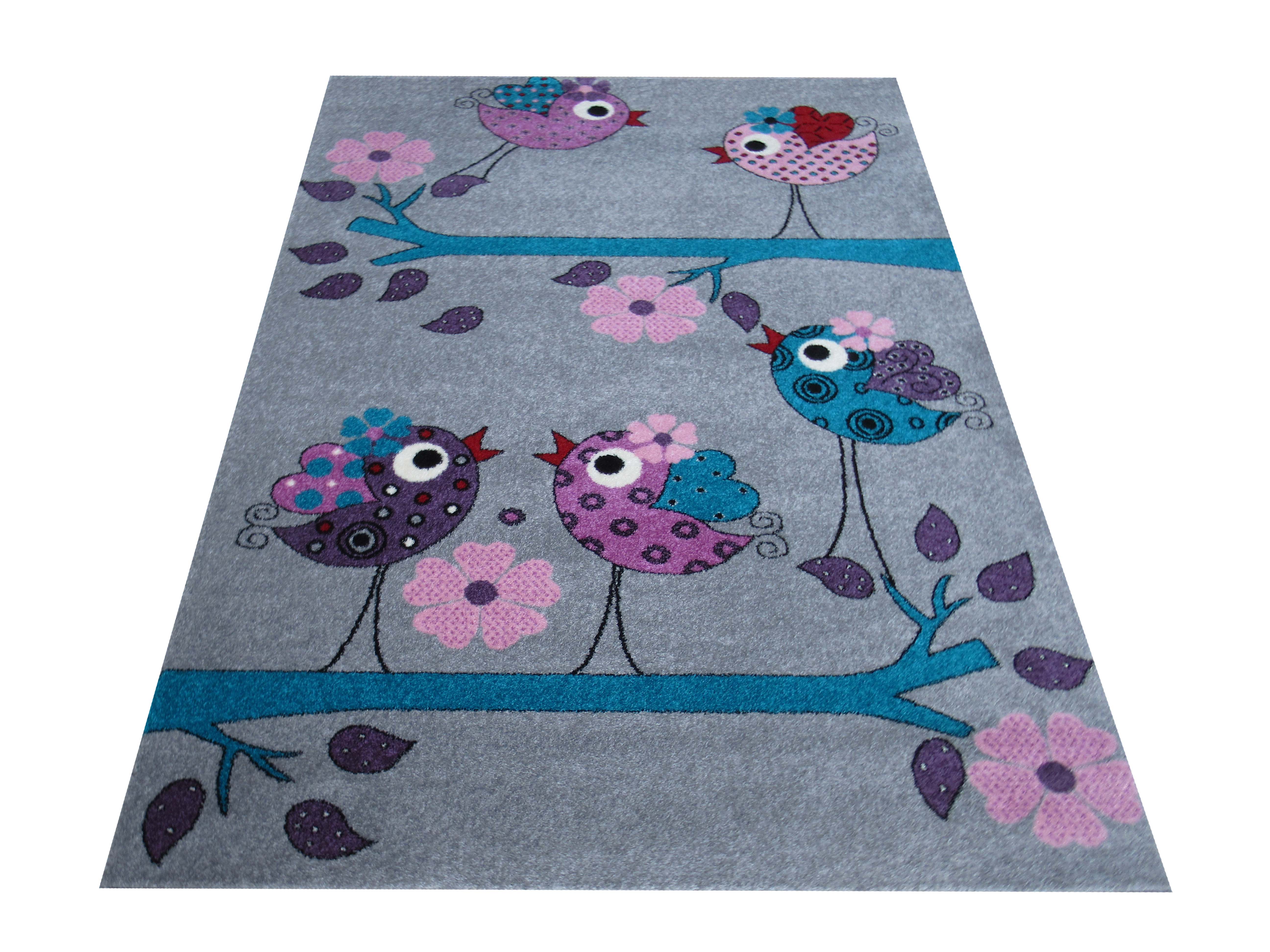 Dywan Bella Dla Dzieci 02 Szary Ptaszki  Dywan Bella Dla Dzieci 02 Szary Ptaszki