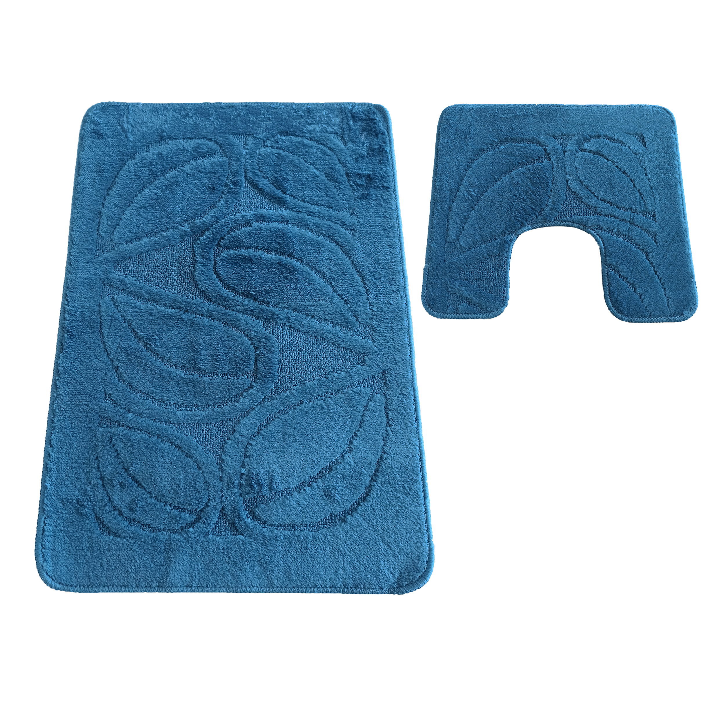 Komplet Dywaników Łazienkowych Montana Flora - Niebieski Pod WC Antypoślizgowy