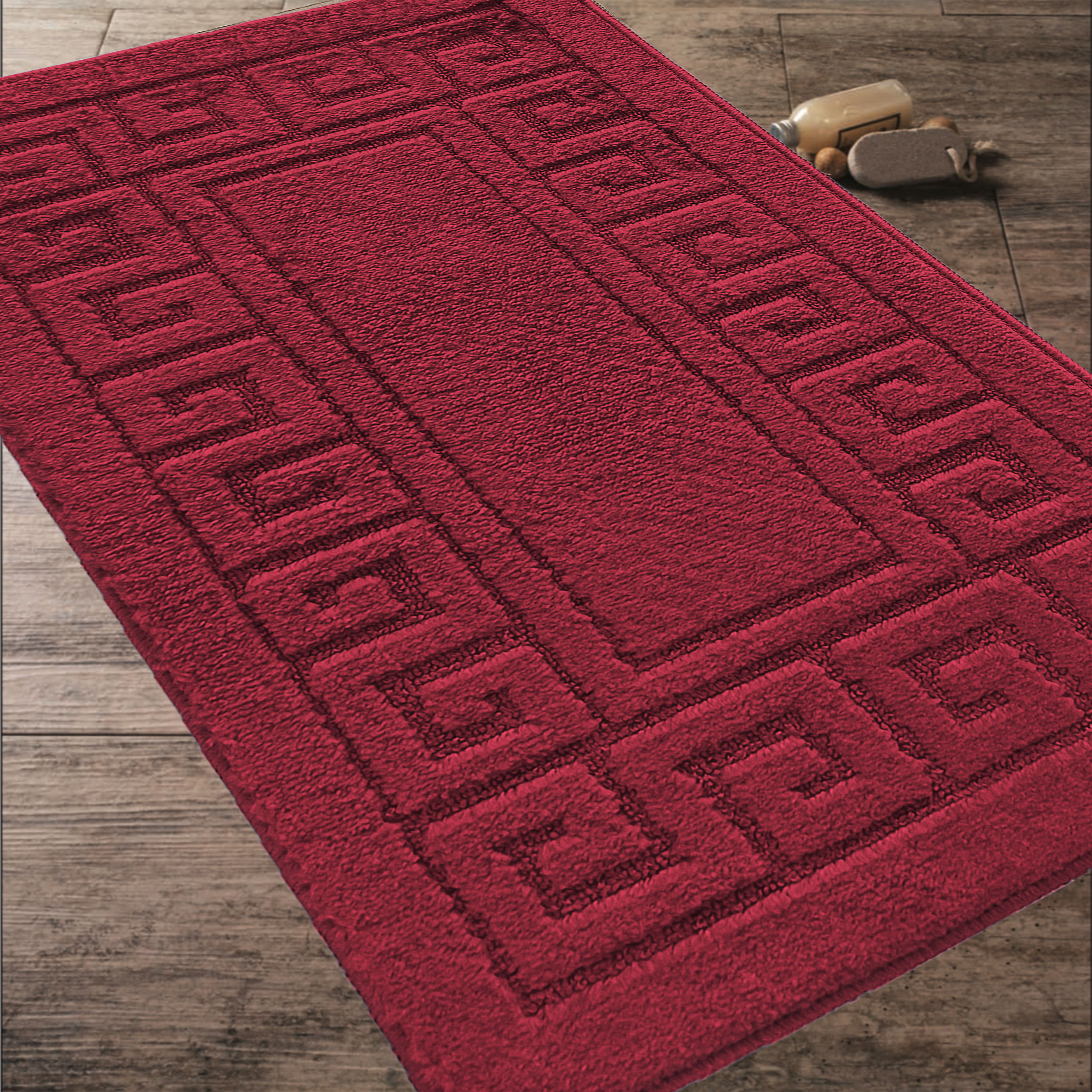 Komplet Dywaników Łazienkowych Montana Ethnic - Bordowy Pod WC Antypoślizgowy