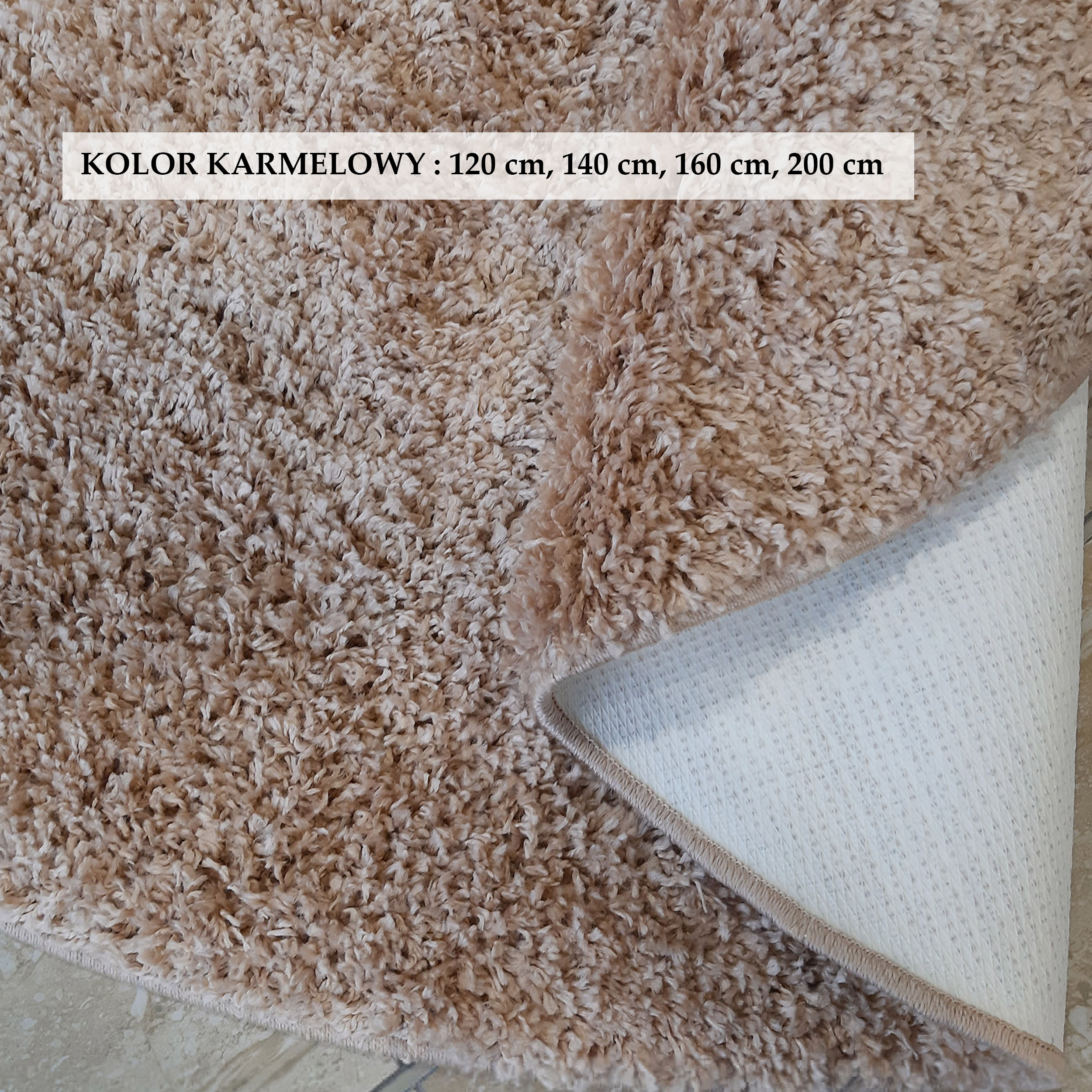 Dywan Kamel Typu Shaggy Nowoczesny Soft Koło - Karmelowy 
