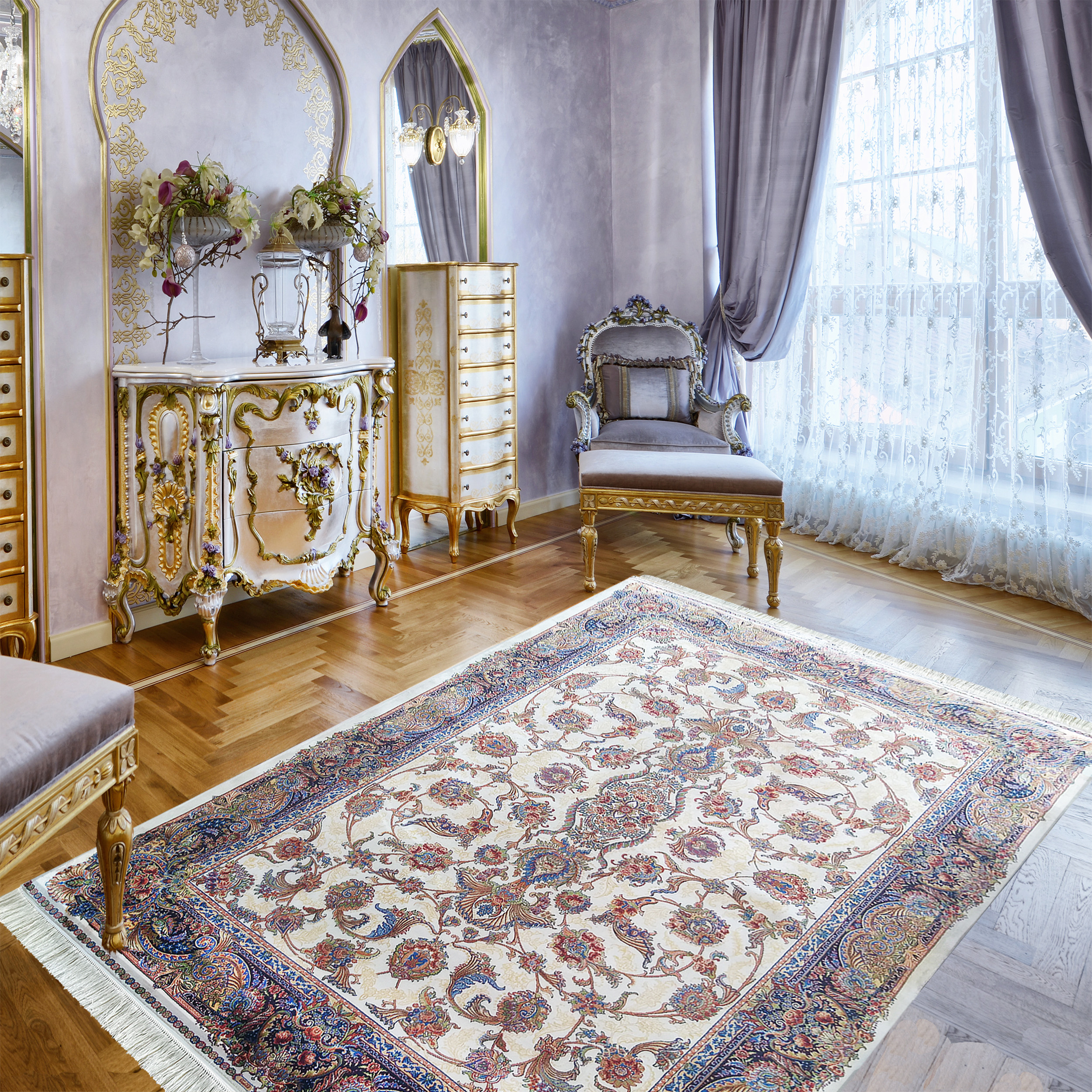 Dywan ekskluzywny Qum Silk 08 - kremowy Dywan ekskluzywny Qum Silk 08 - kremowy