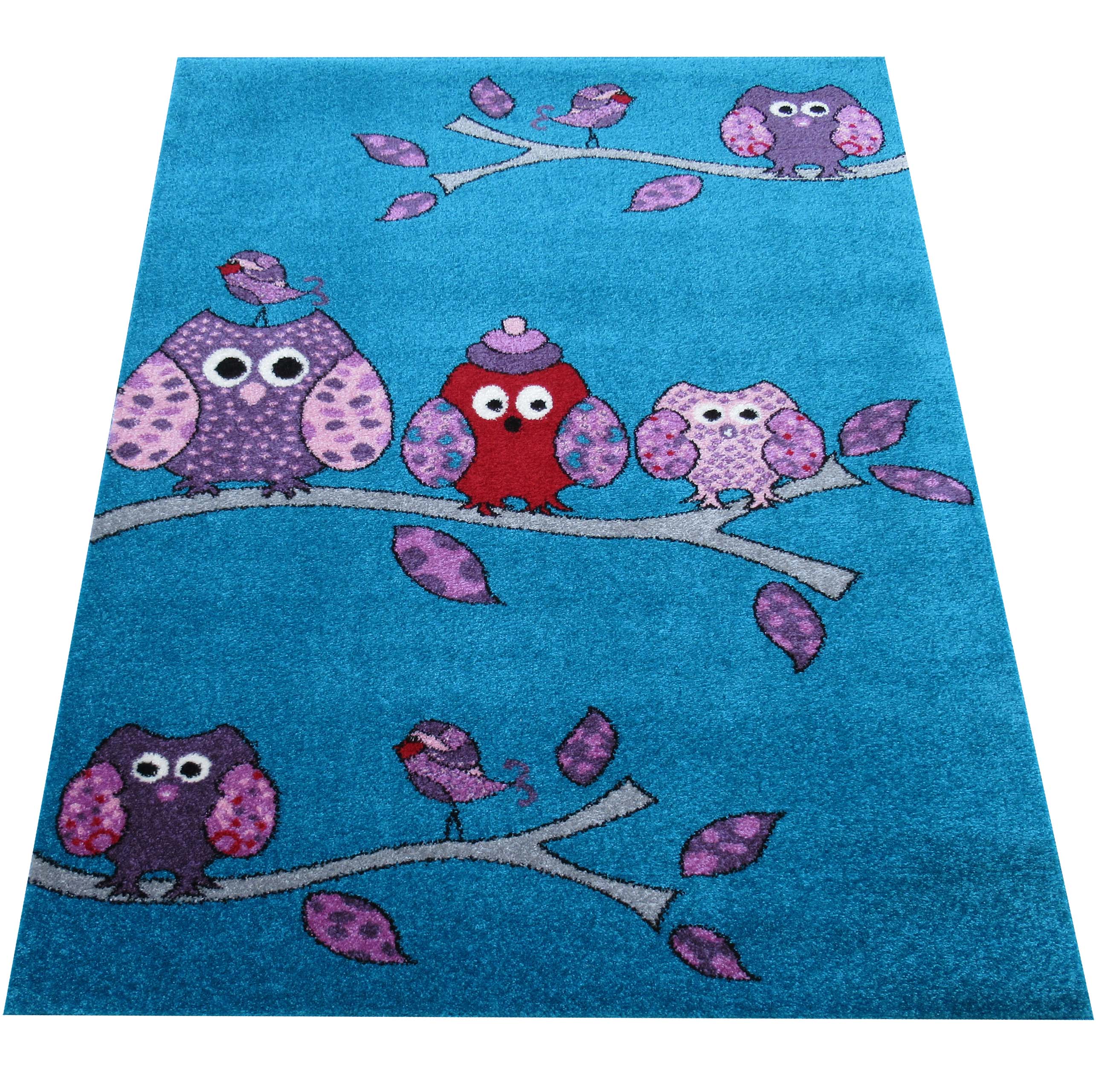 Dywan Bella Dla Dzieci 01 Turkusowy Sowy