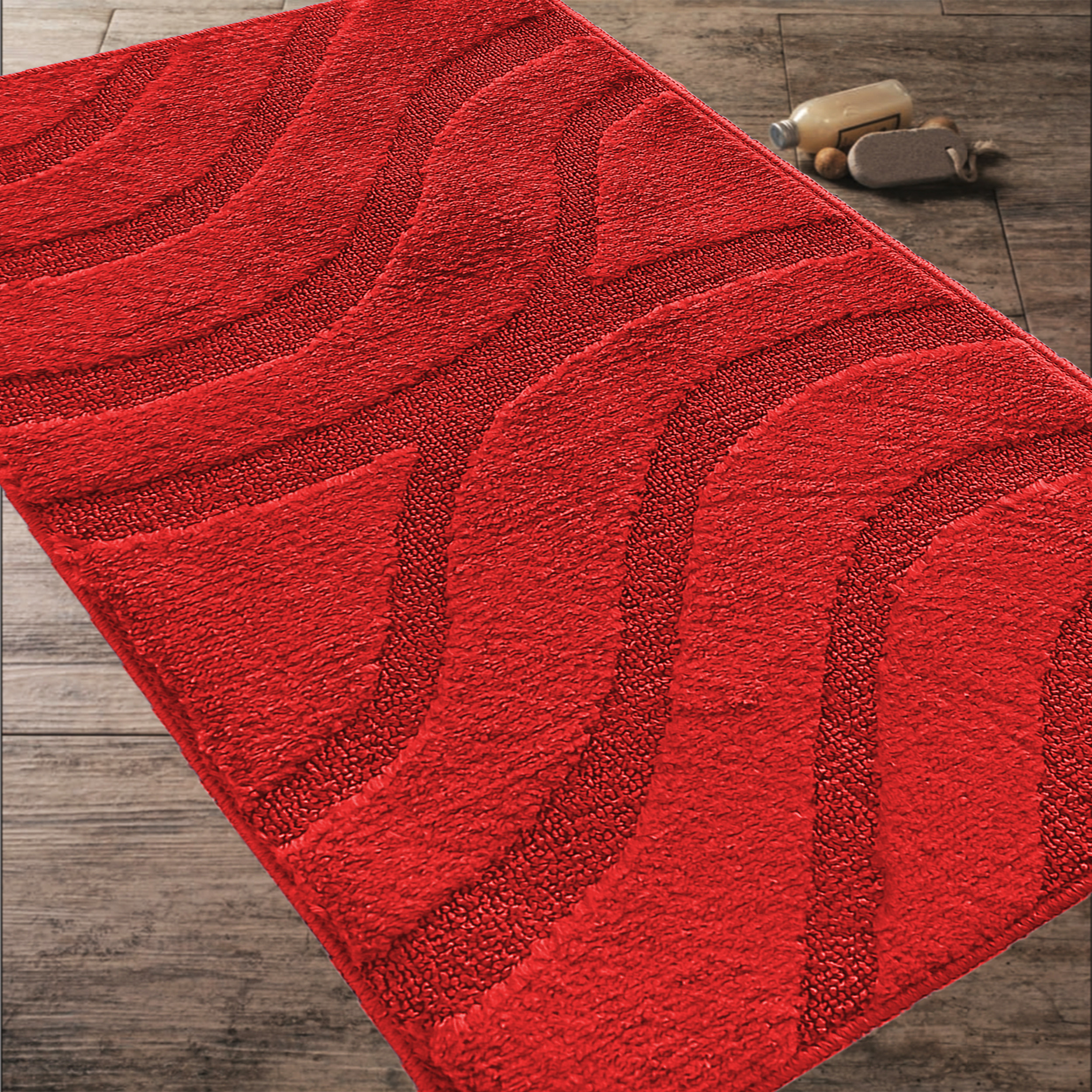 Komplet Dywaników Łazienkowych Montana Symphony - Czerwony Pod WC Antypoślizgowy