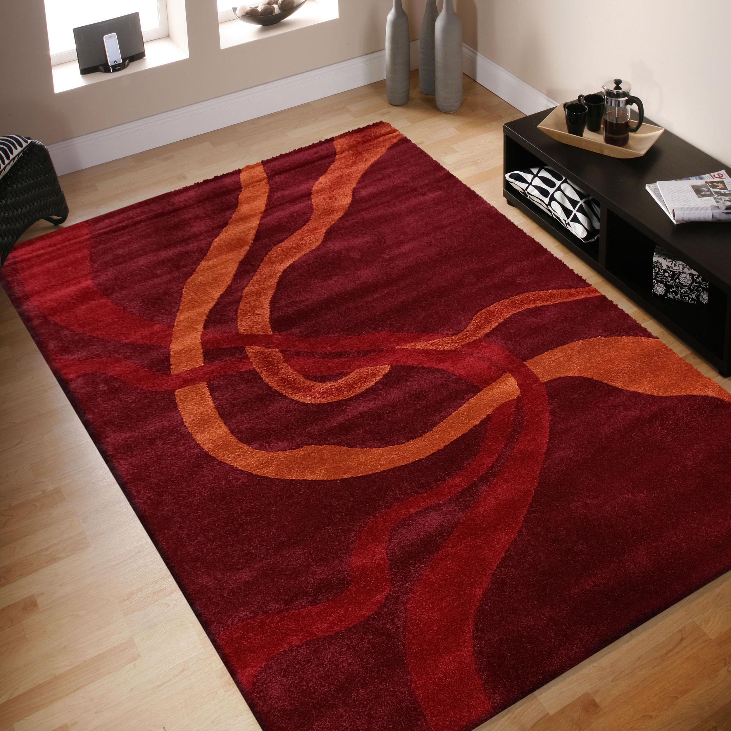 Dywan Nowoczesny Do Salonu Sherpa 09 - czerwono - pomarańczowy