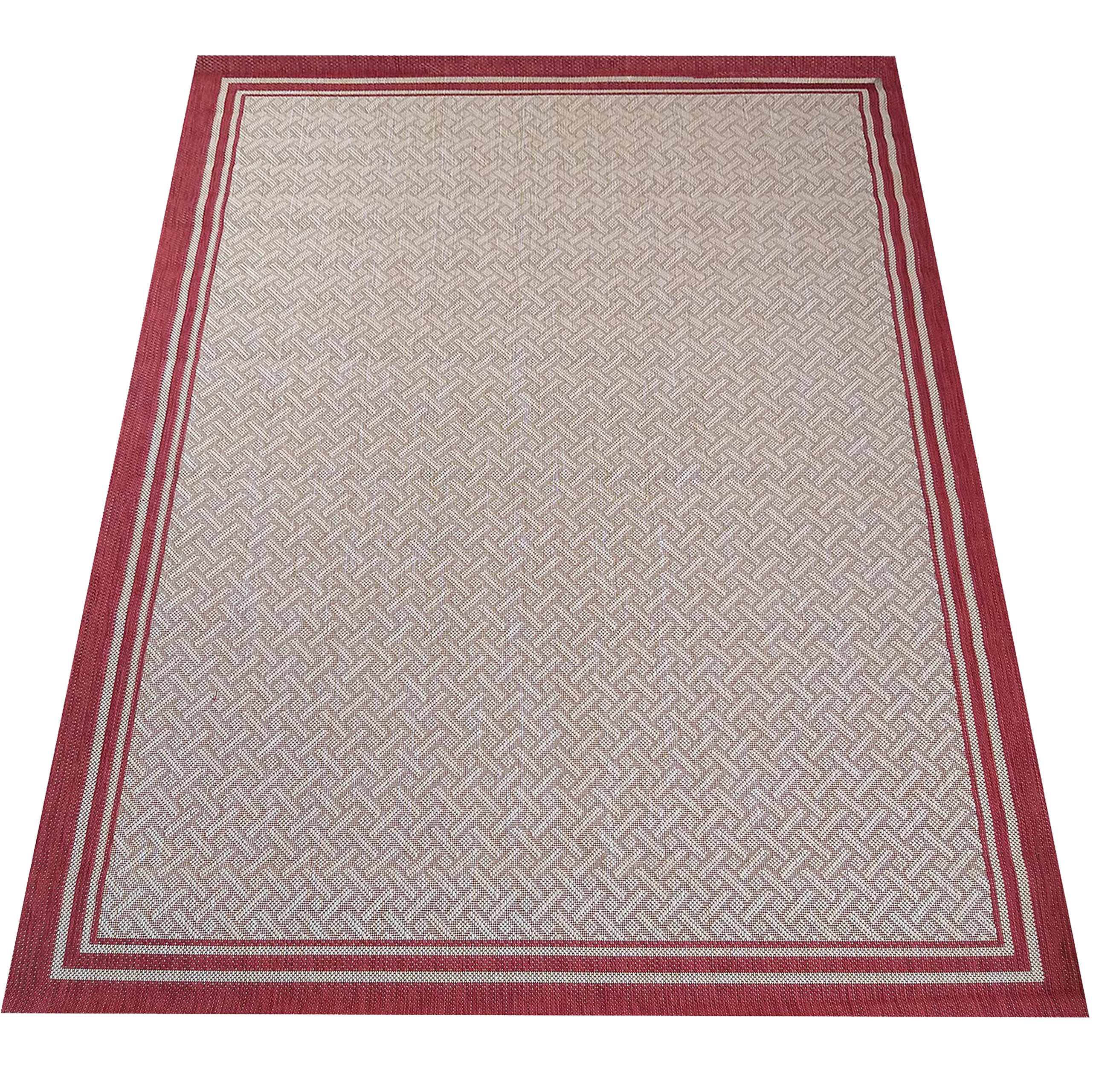 Dywan Nowoczesny Sznurkowy OUTDOOR Patio 25 - Beżowo - Czerwony