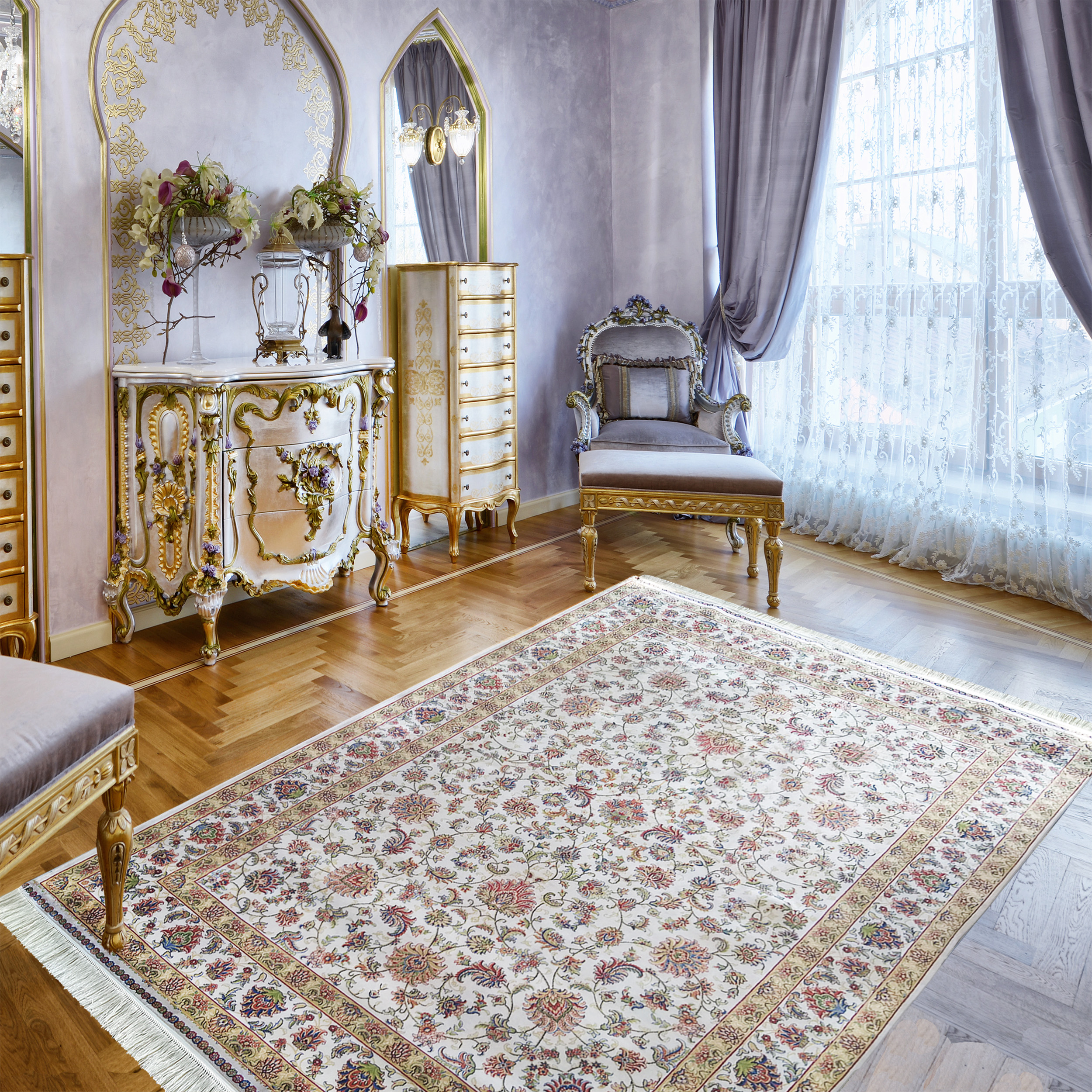 Dywan ekskluzywny Qum Silk 12 - kremowy Dywan ekskluzywny Qum Silk 12 - kremowy
