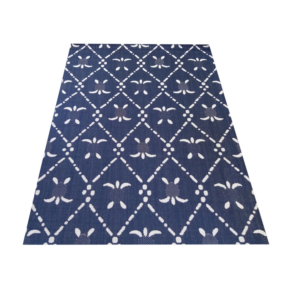 Dywan Nowoczesny Sznurkowy OUTDOOR Patio 49 - Granatowo - Kremowy