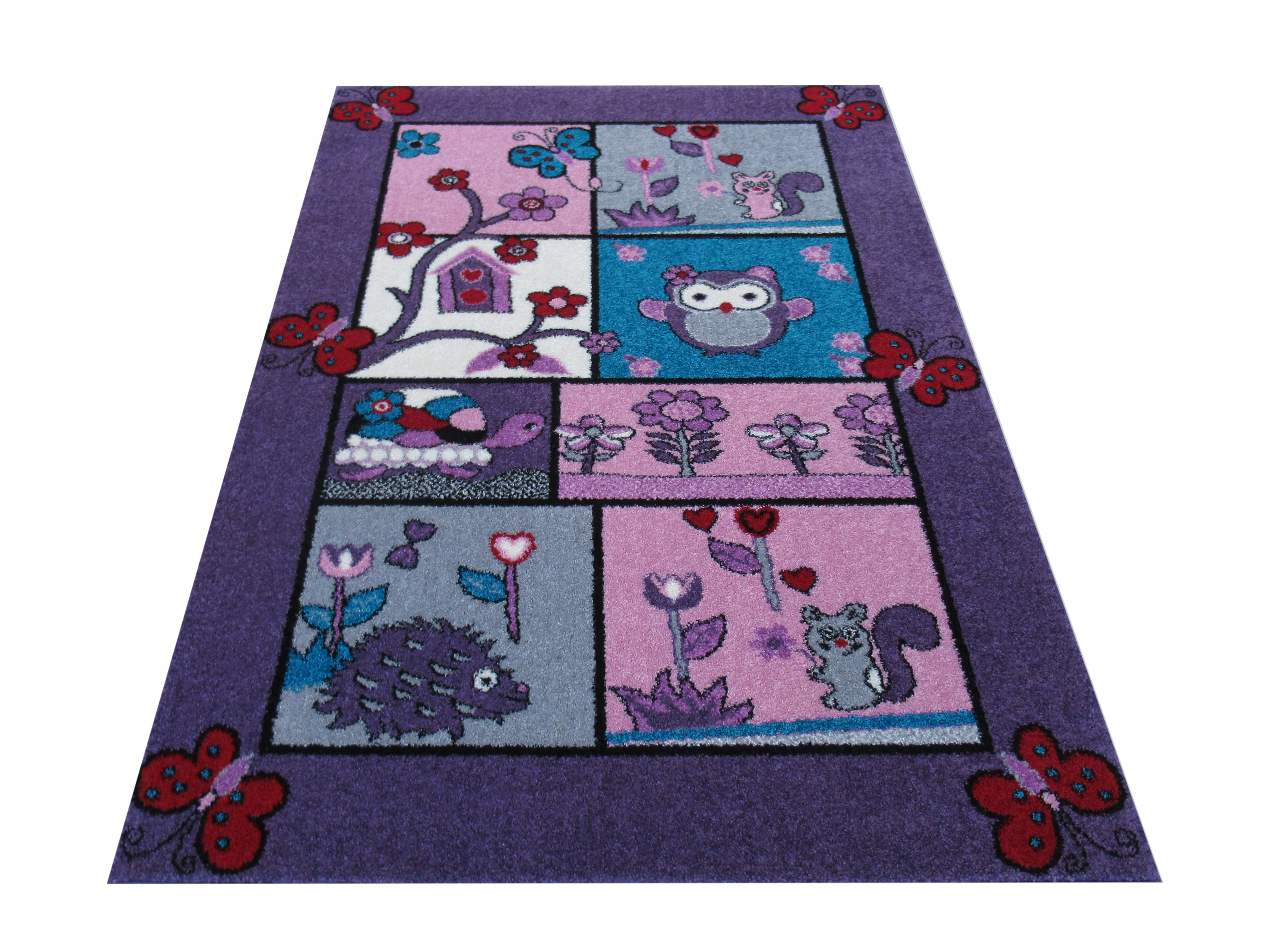  Dywan Bella Dla Dzieci 04 Fioletowy Zwierzęta