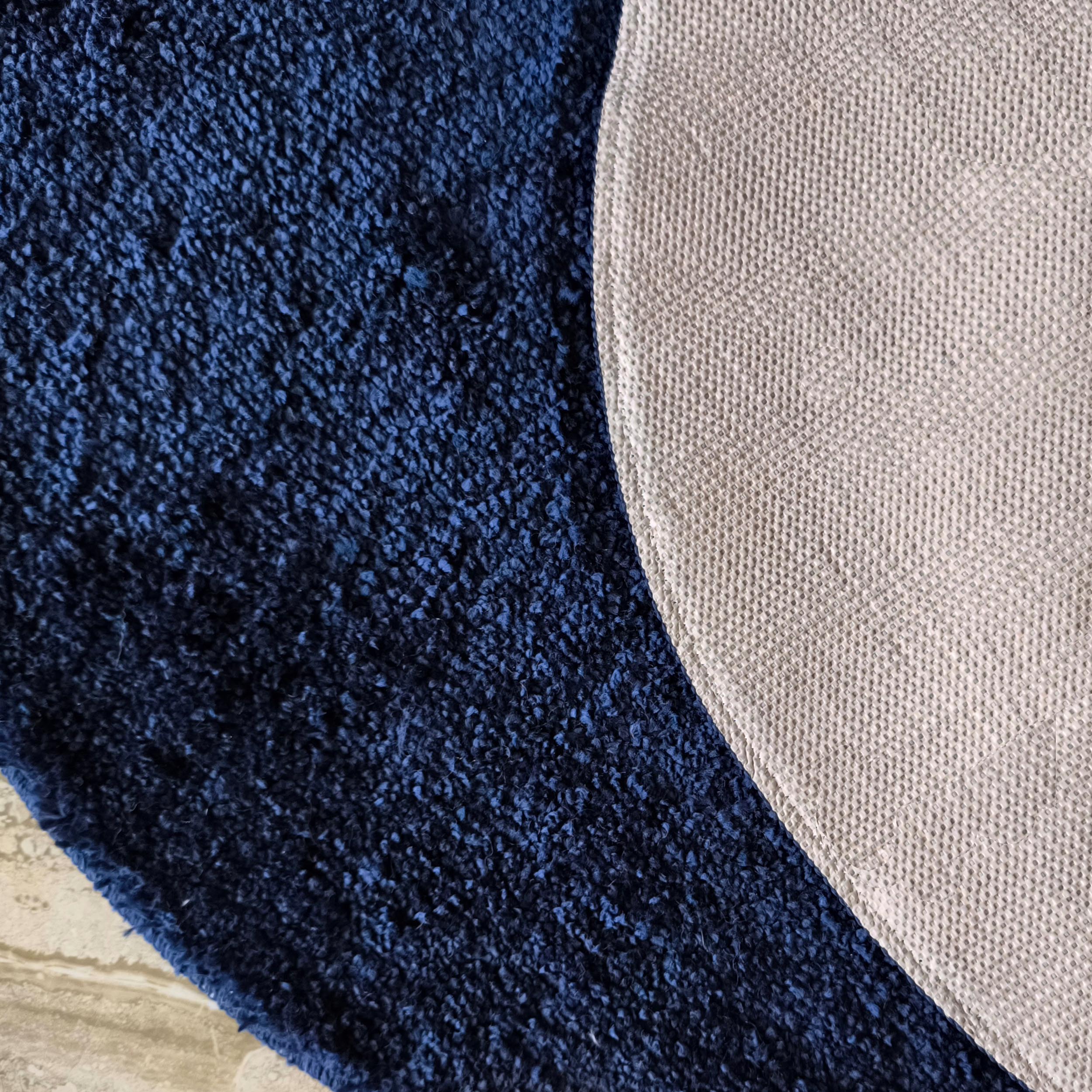 Dywan Kamel Typu Shaggy Nowoczesny Soft Koło - Granatowy 