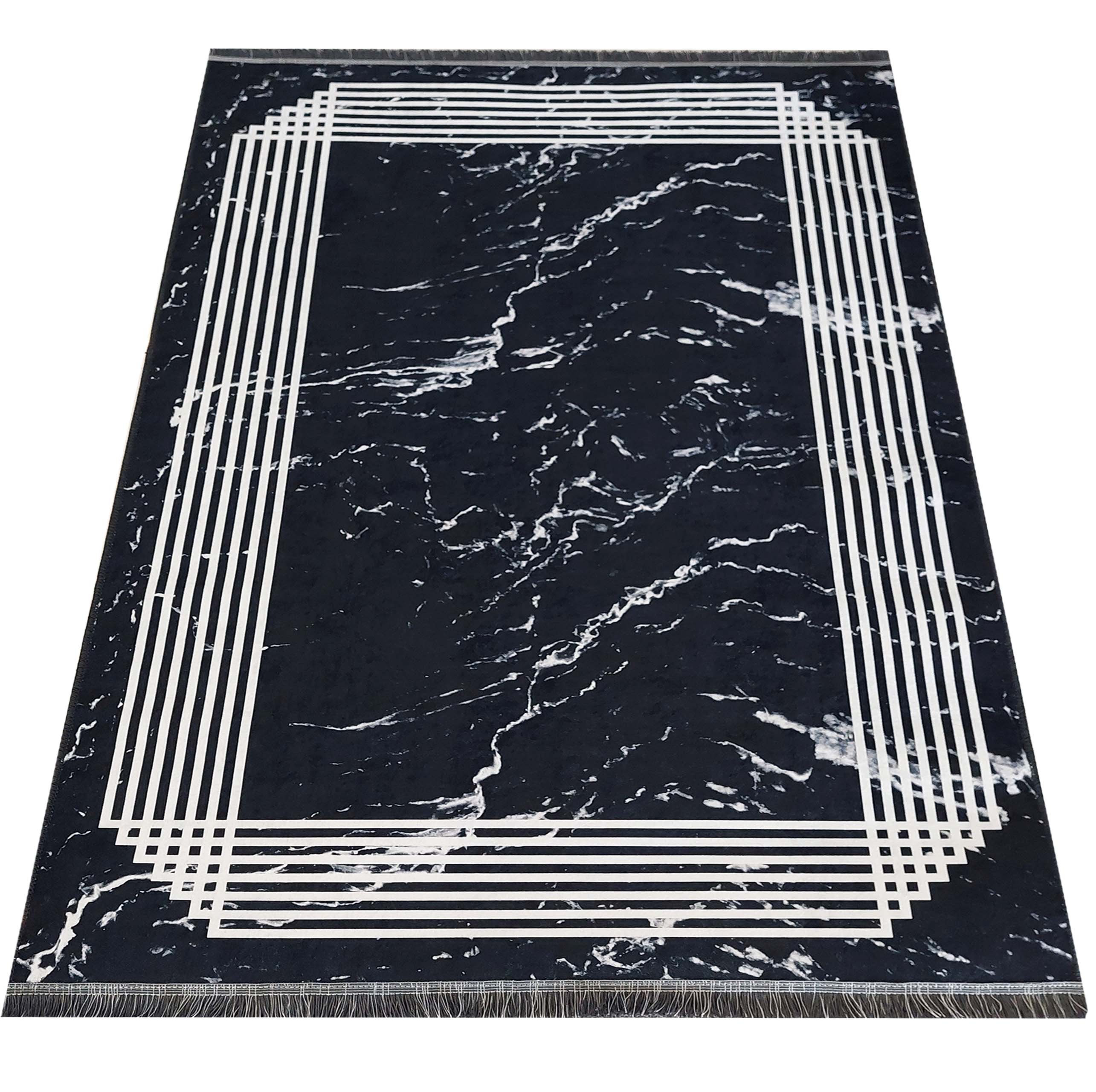 Dywan Antypoślizgowy Nowoczesny Horeca S-1113 - czarno - biały