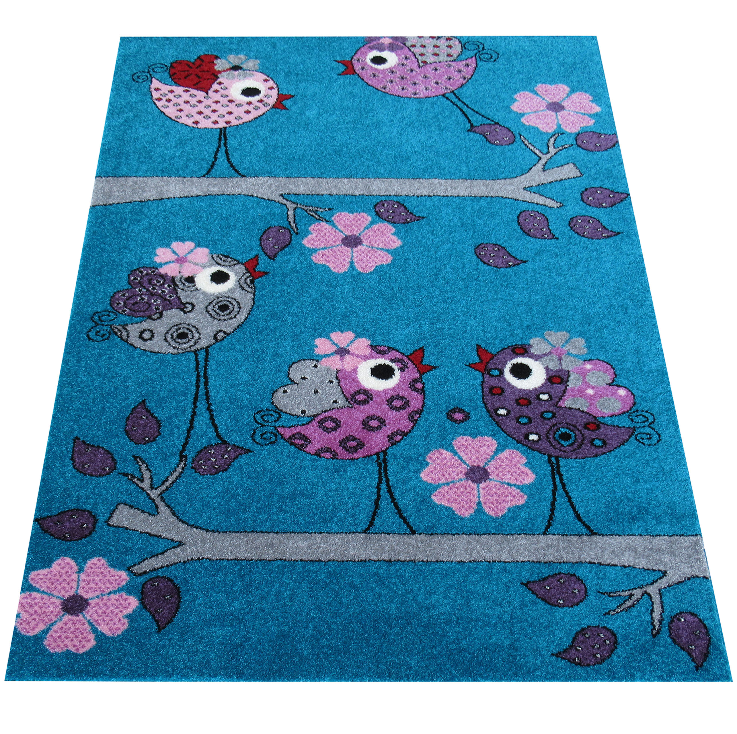  Dywan Bella Dla Dzieci 02 Turkusowy Ptaszki