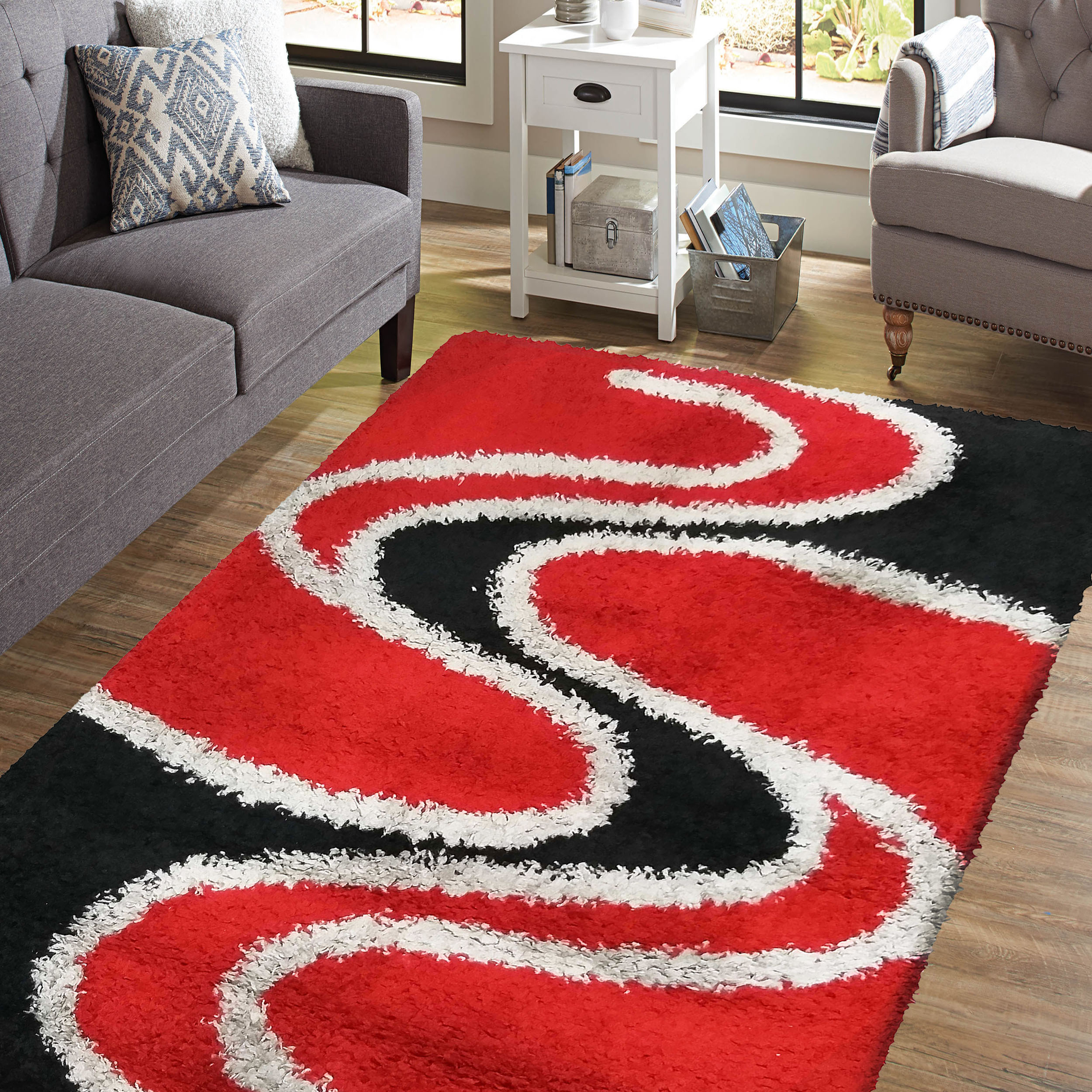 Dywan Nowoczesny Shaggy Long 00033A-BR - wielokolorowy Dywan Nowoczesny Shaggy Long 00033A-BR - wielokolorowy