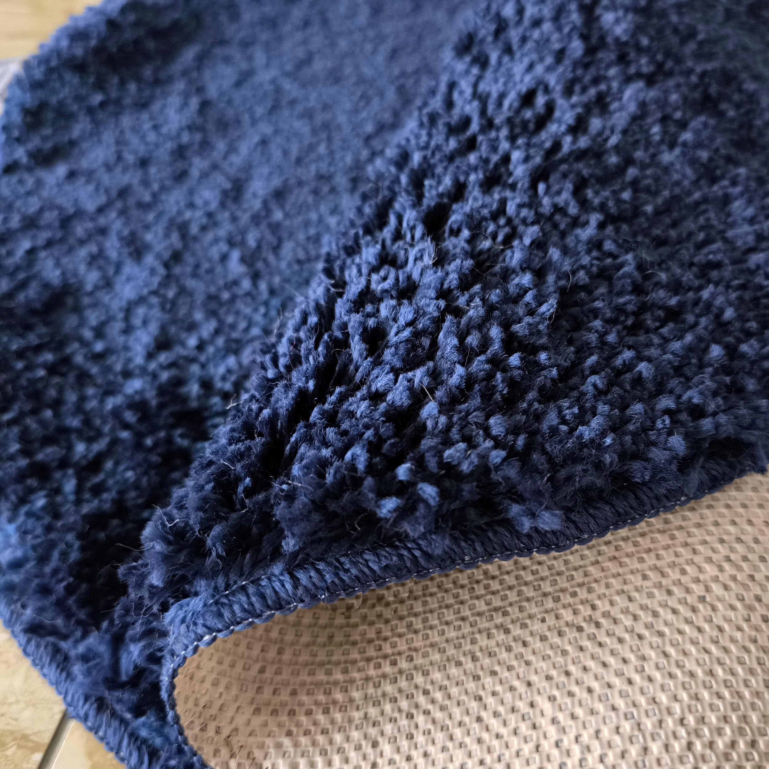 Dywan Kamel Typu Shaggy Nowoczesny Soft Koło - Granatowy 