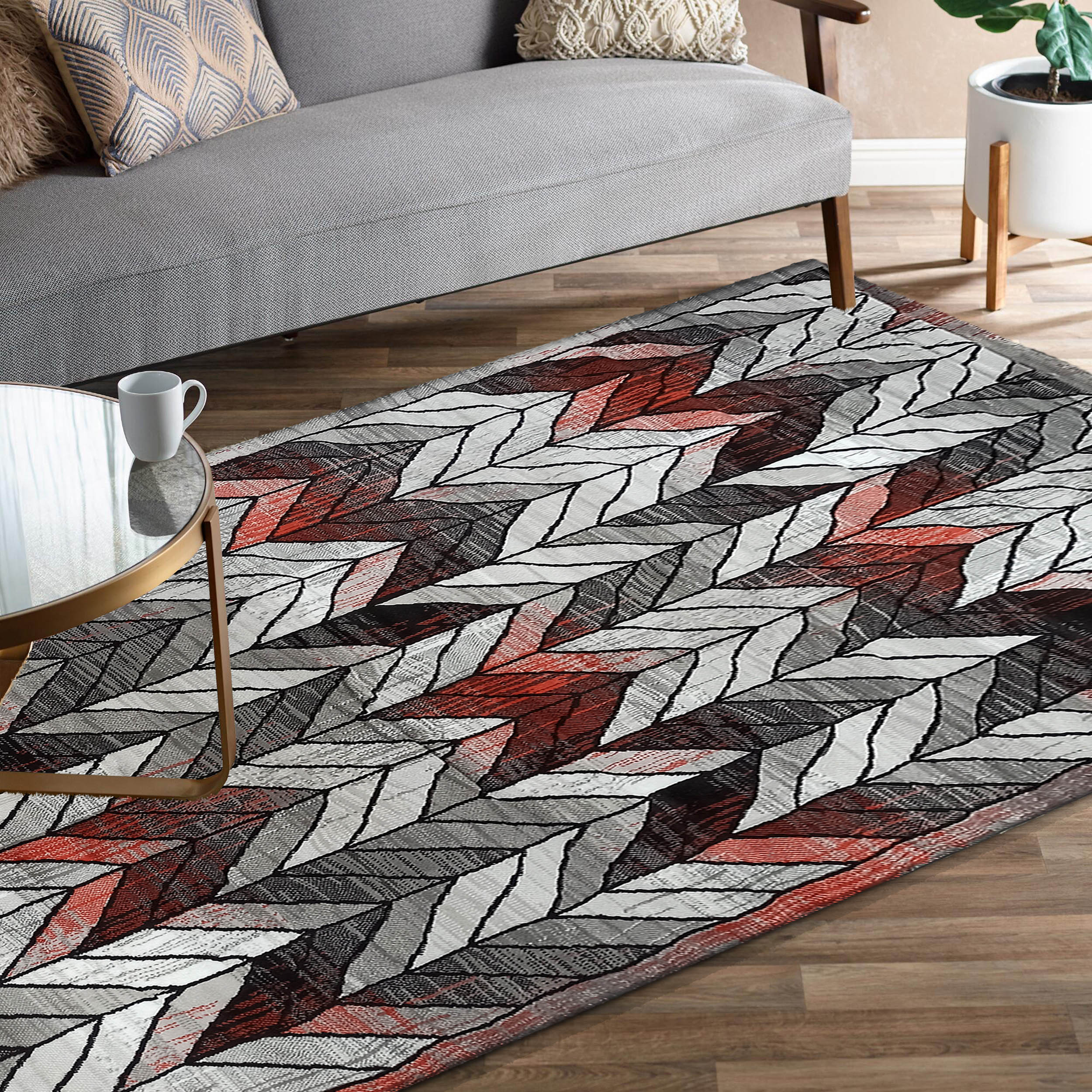 Dywan Nowoczesny Soho 1961B-TG - szaro - pomarańczowy