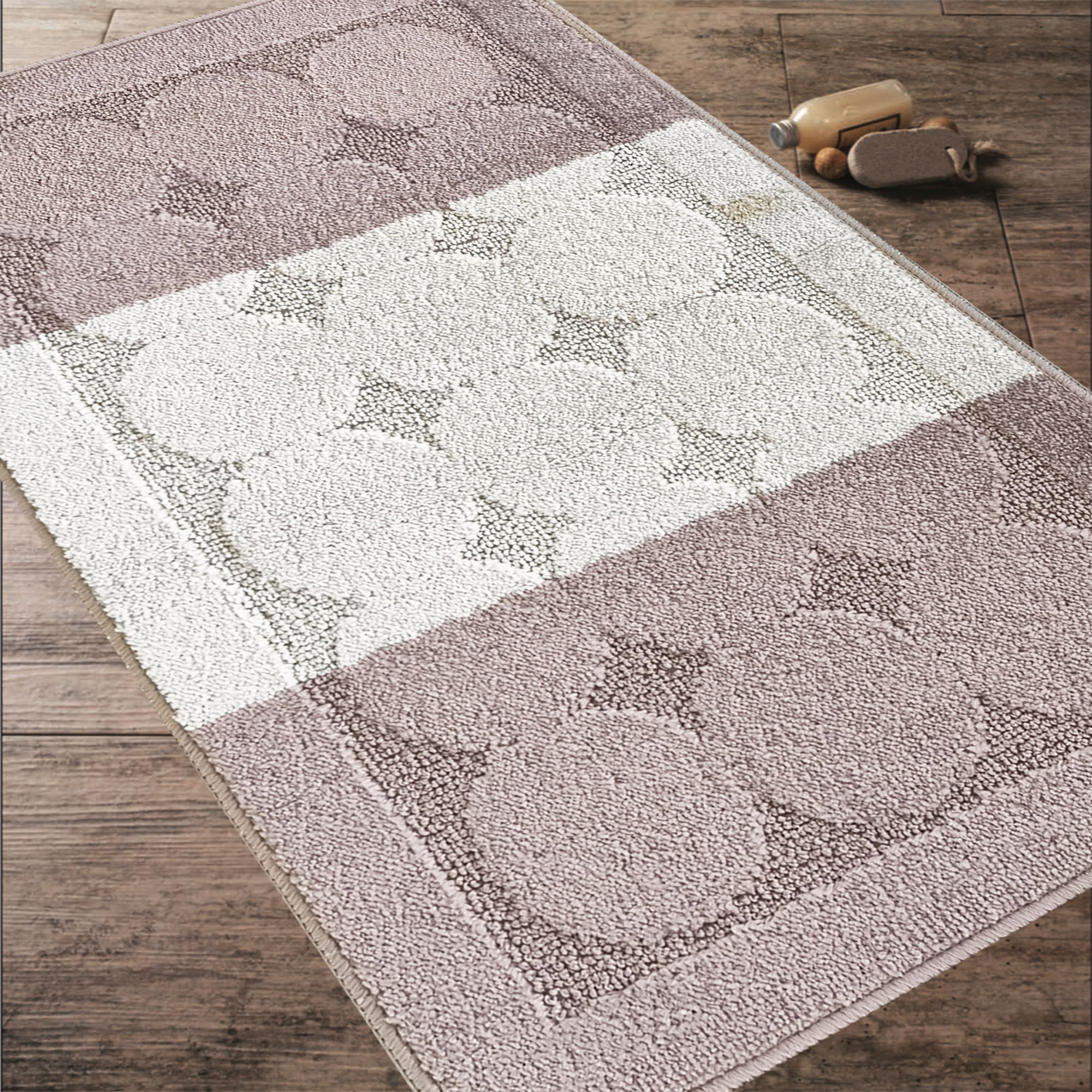 Komplet Dywaników Łazienkowych Montana Edrem - Beżowy Pod WC Antypoślizgowy