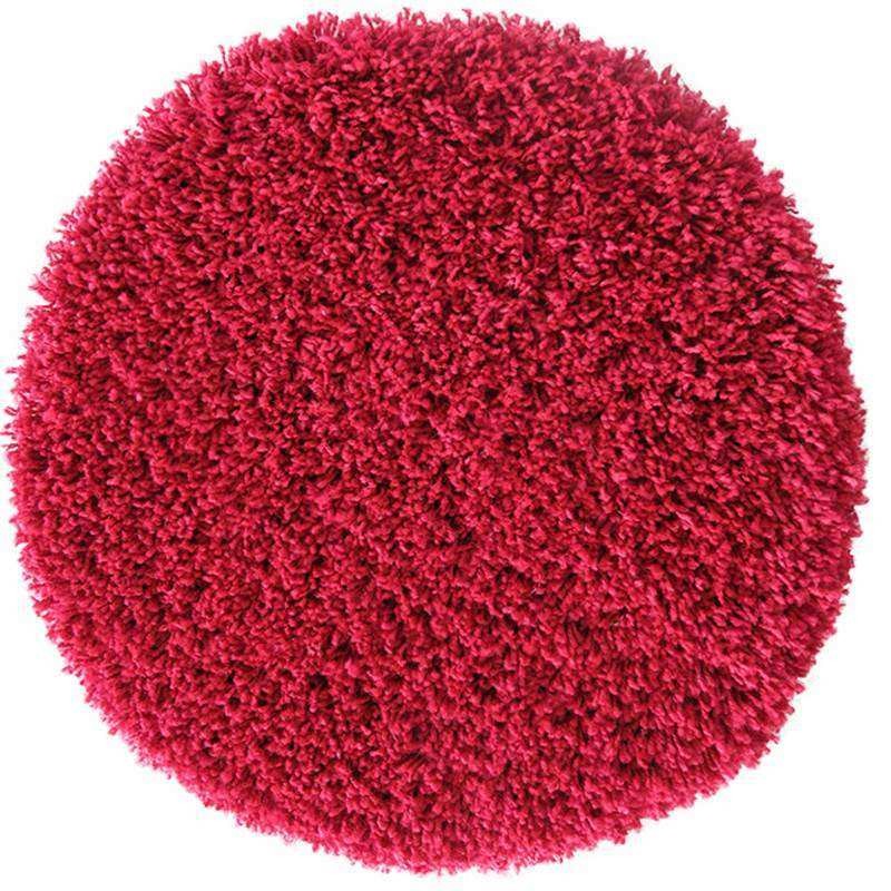 Dywan typu Shaggy jednokolorowy koło - czerwony