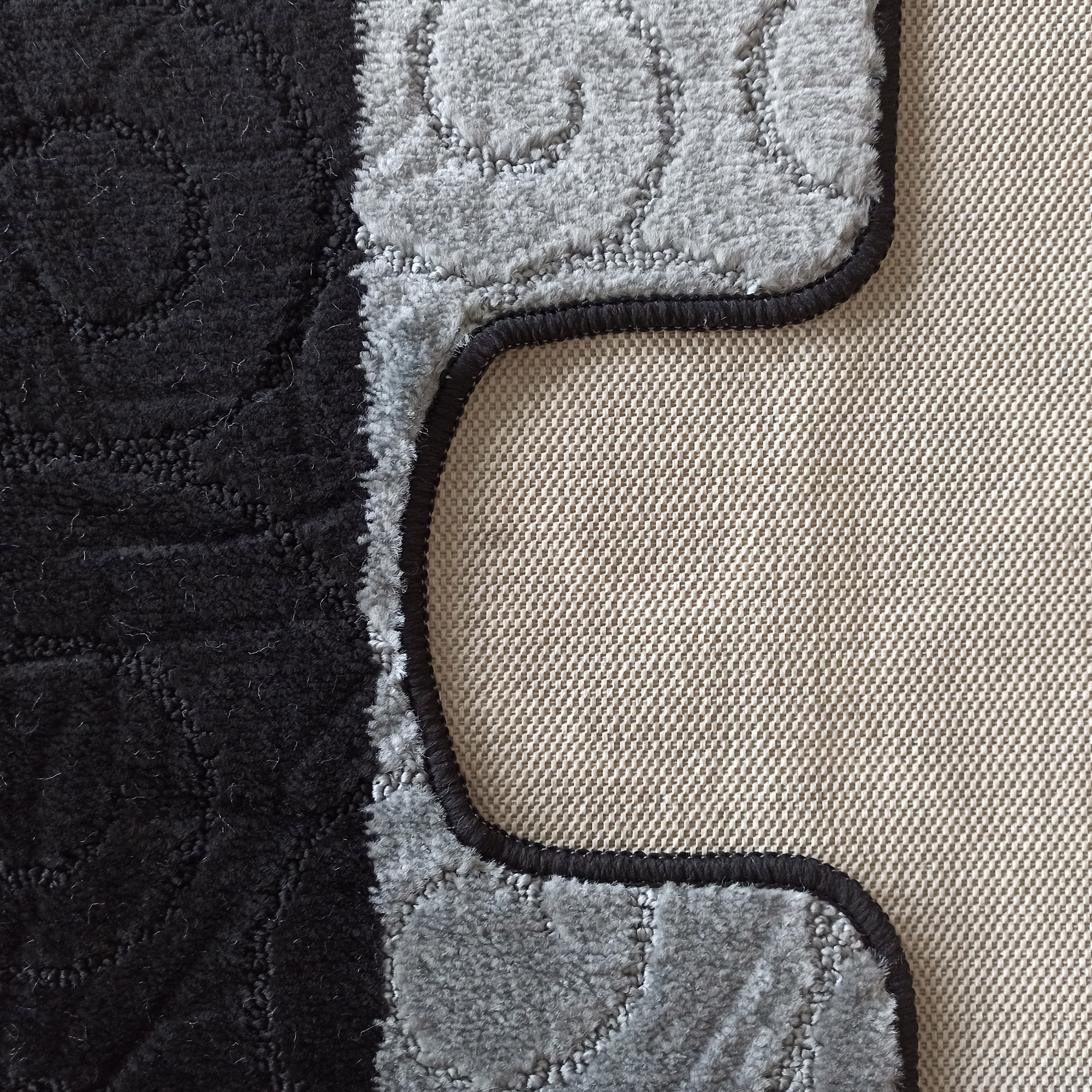 Komplet Dywaników Łazienkowych Montana Sile - Czarny Pod WC Antypoślizgowy