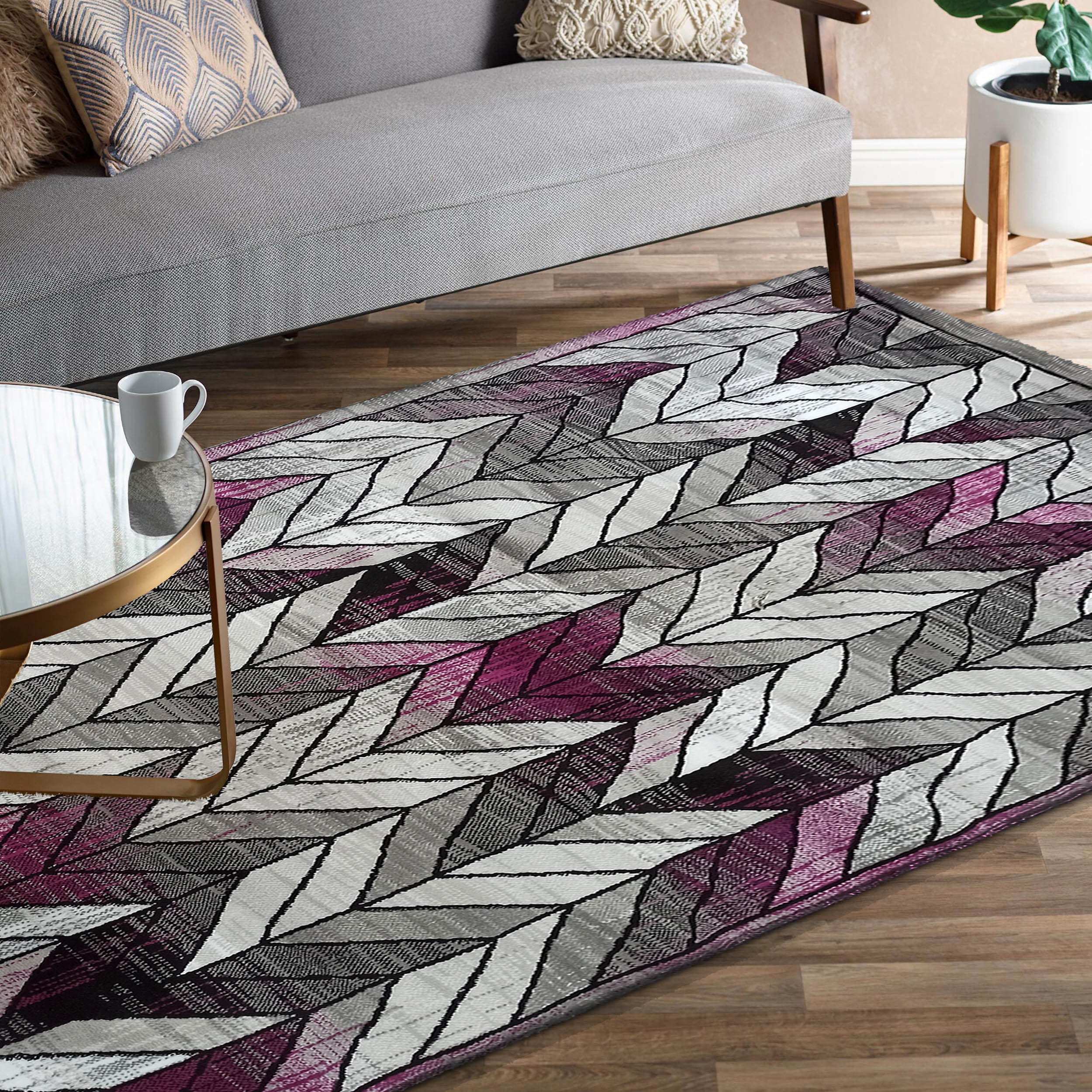 Dywan Nowoczesny Soho 1961B-PG - szaro - purpurowy