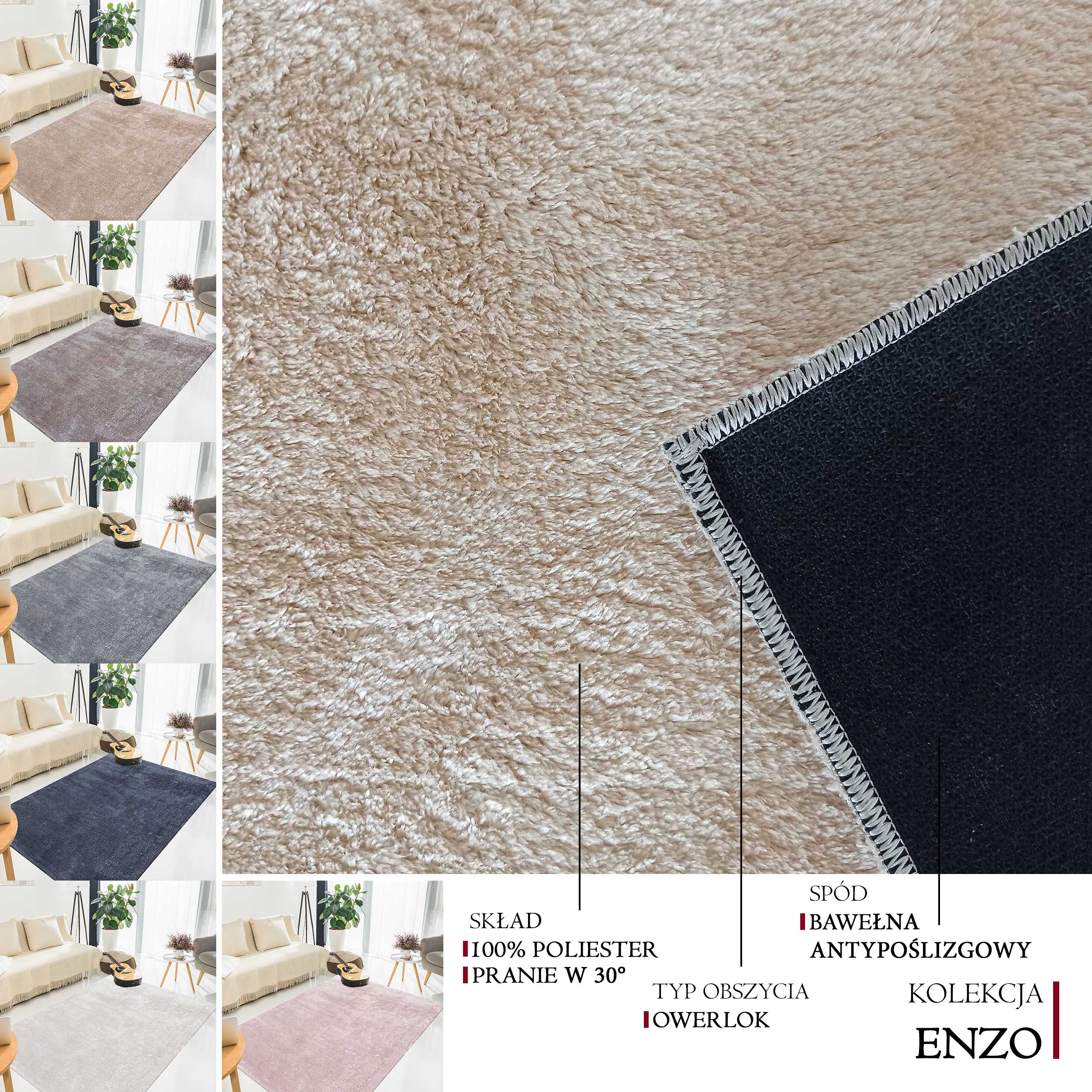 Dywan Nowoczesny Typu Shaggy Enzo - Latte