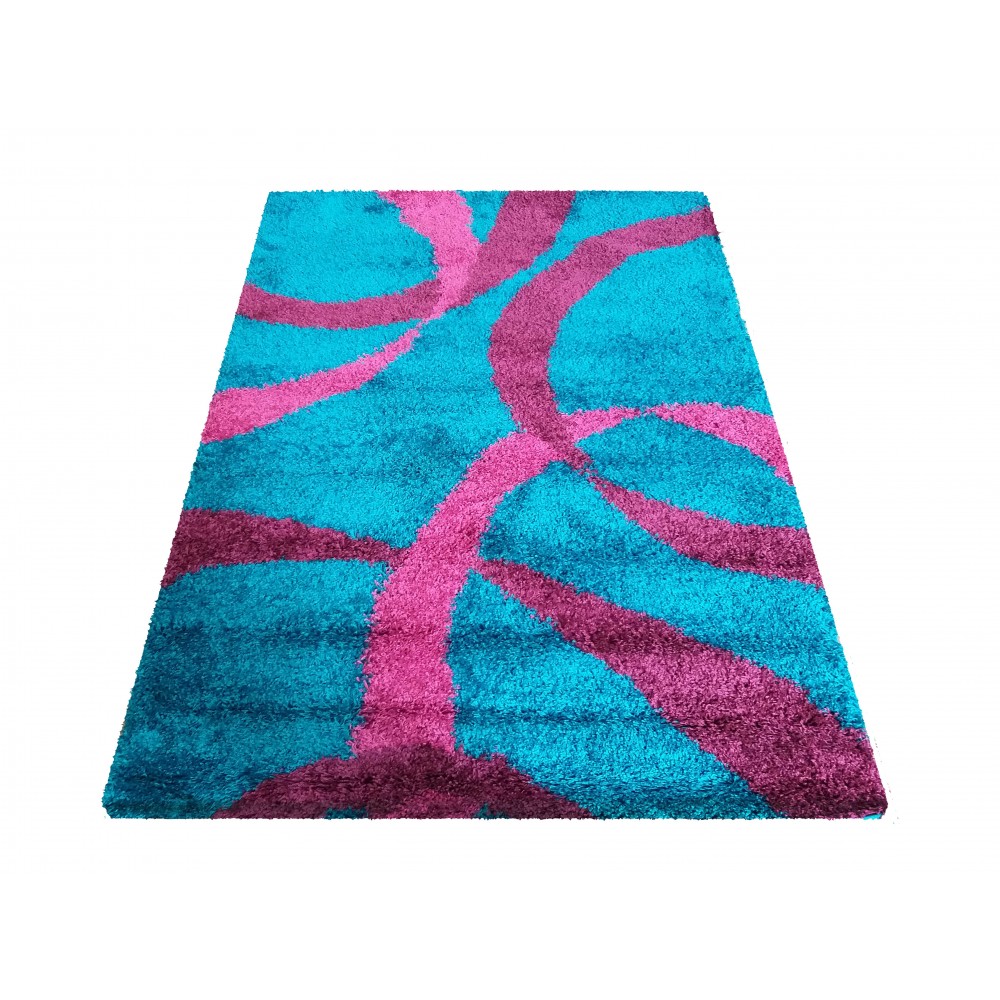 Dywan Nowoczesny Shaggy Long - 23 - Turkusowo - Fioletowy