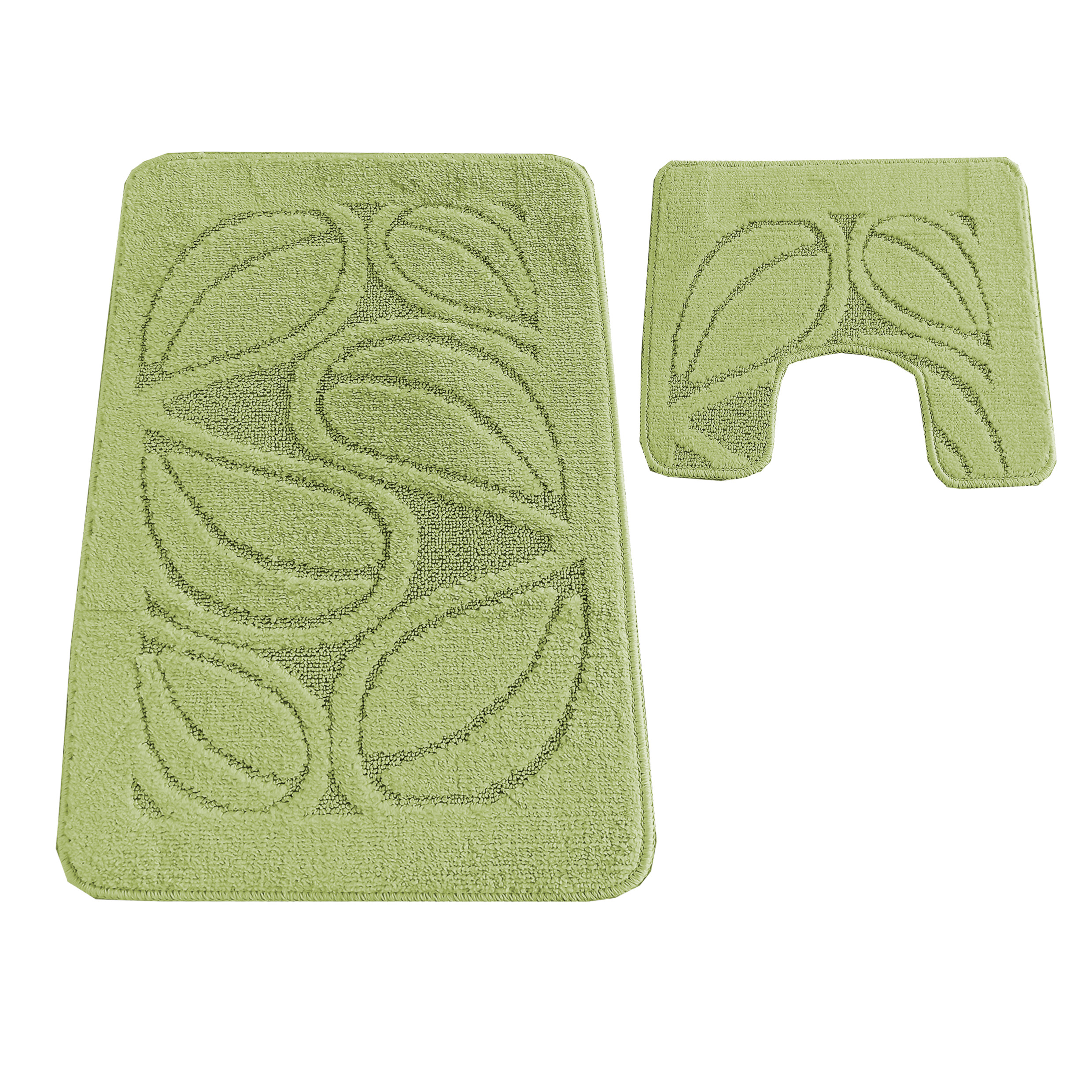 Komplet Dywaników Łazienkowych Montana Flora - Jasny Zielony Pod WC Antypoślizgowy