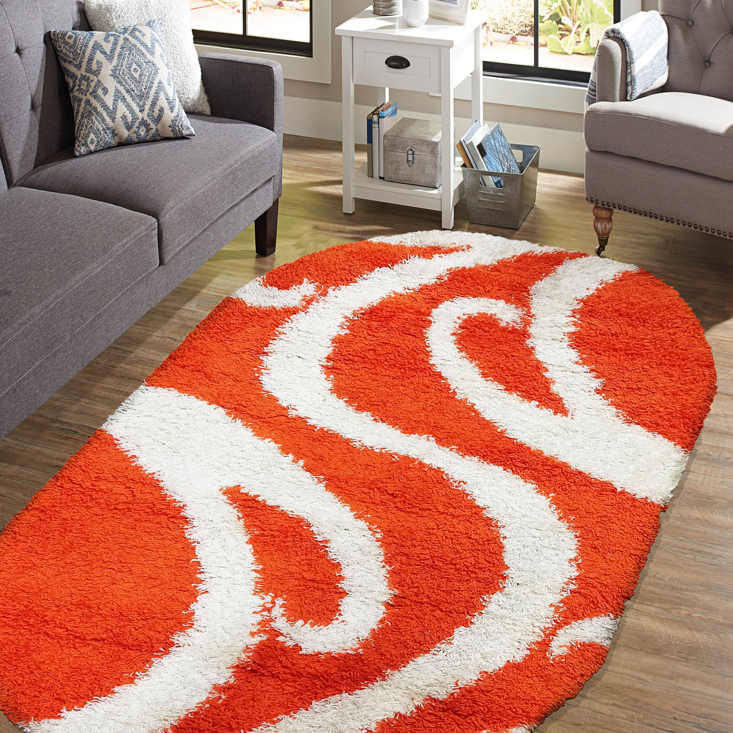 Dywan Nowoczesny Shaggy Long SS740-OR owalny - wielokolorowy