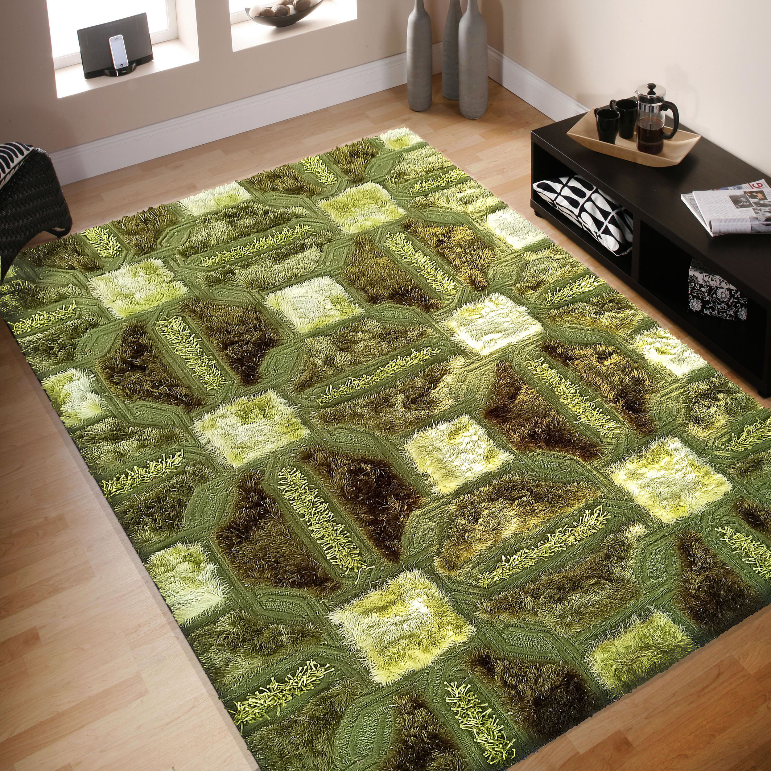 Dywan Nowoczesny Ovo Typu Shaggy 01  Zielony