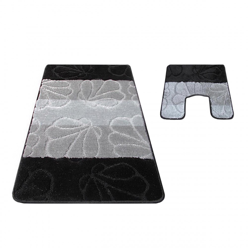 Komplet Dywaników Łazienkowych Montana 01 czarny Pod WC Antypoślizgowy