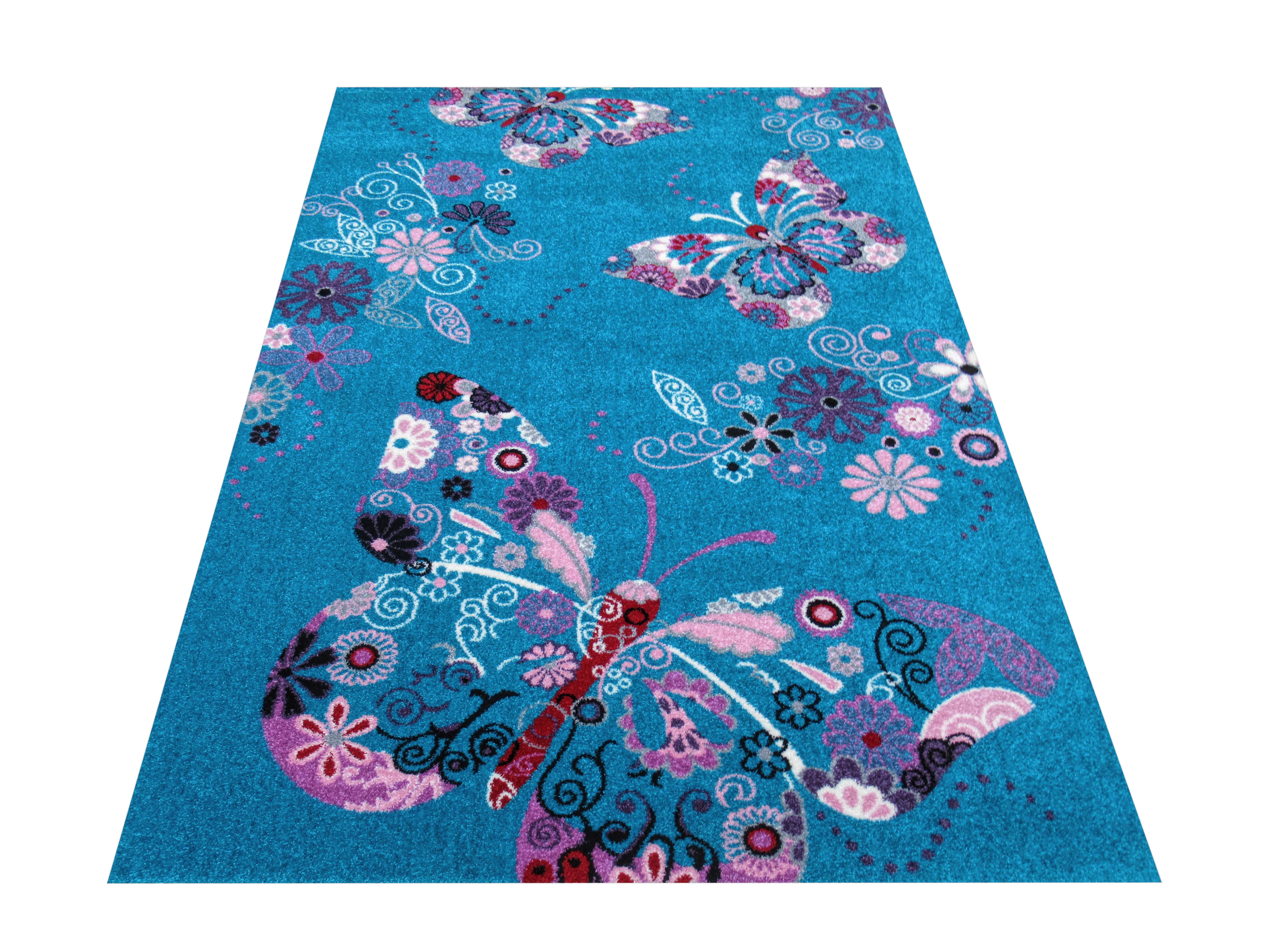 Dywan Bella Dla Dzieci 03 Turkusowy Motylki