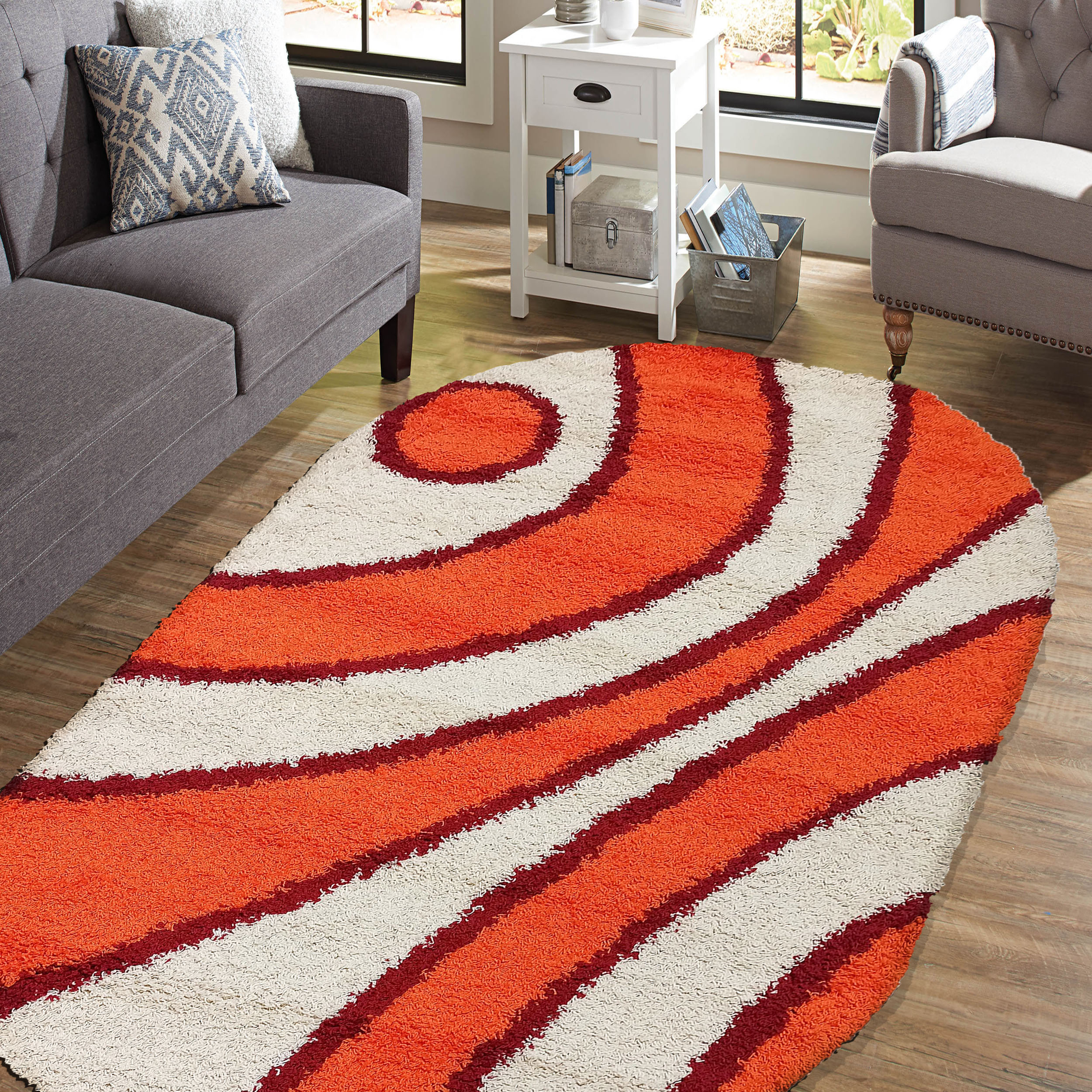 Dywan Nowoczesny Shaggy Long OSH-001 owalny - wielokolorowy