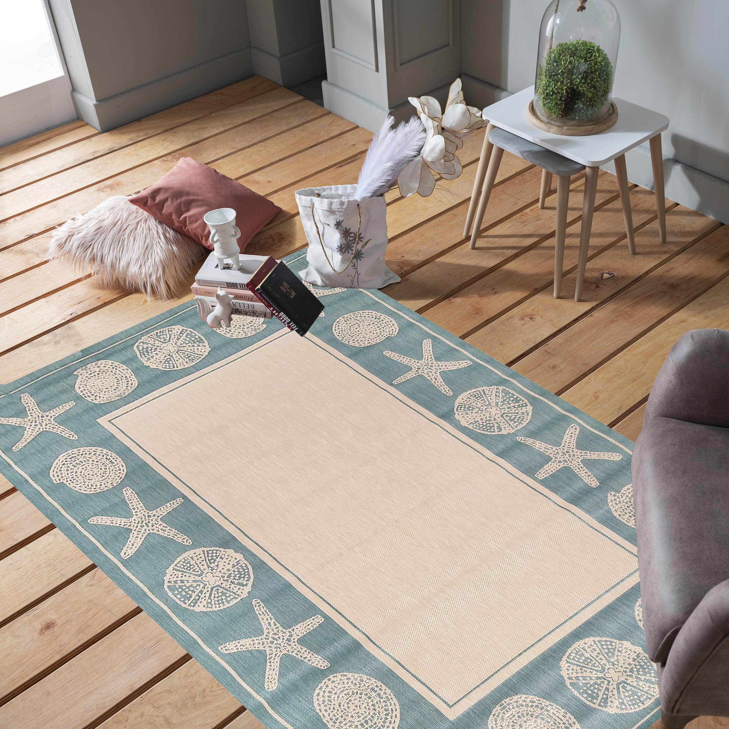 Dywan Nowoczesny Sznurkowy OUTDOOR Patio 148 - Miętowo - Beżowy