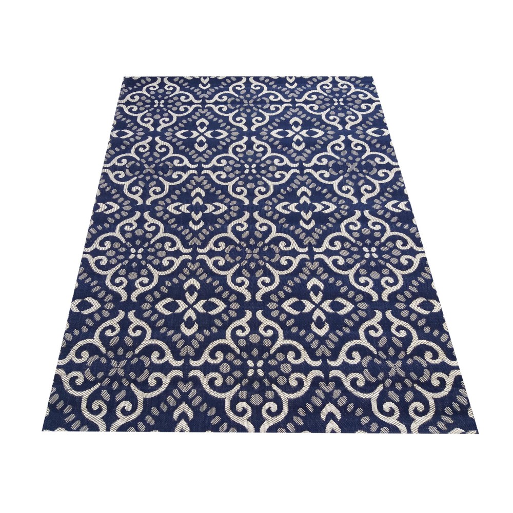 Dywan Nowoczesny Sznurkowy OUTDOOR Patio 100 - Granatowo - Beżowy