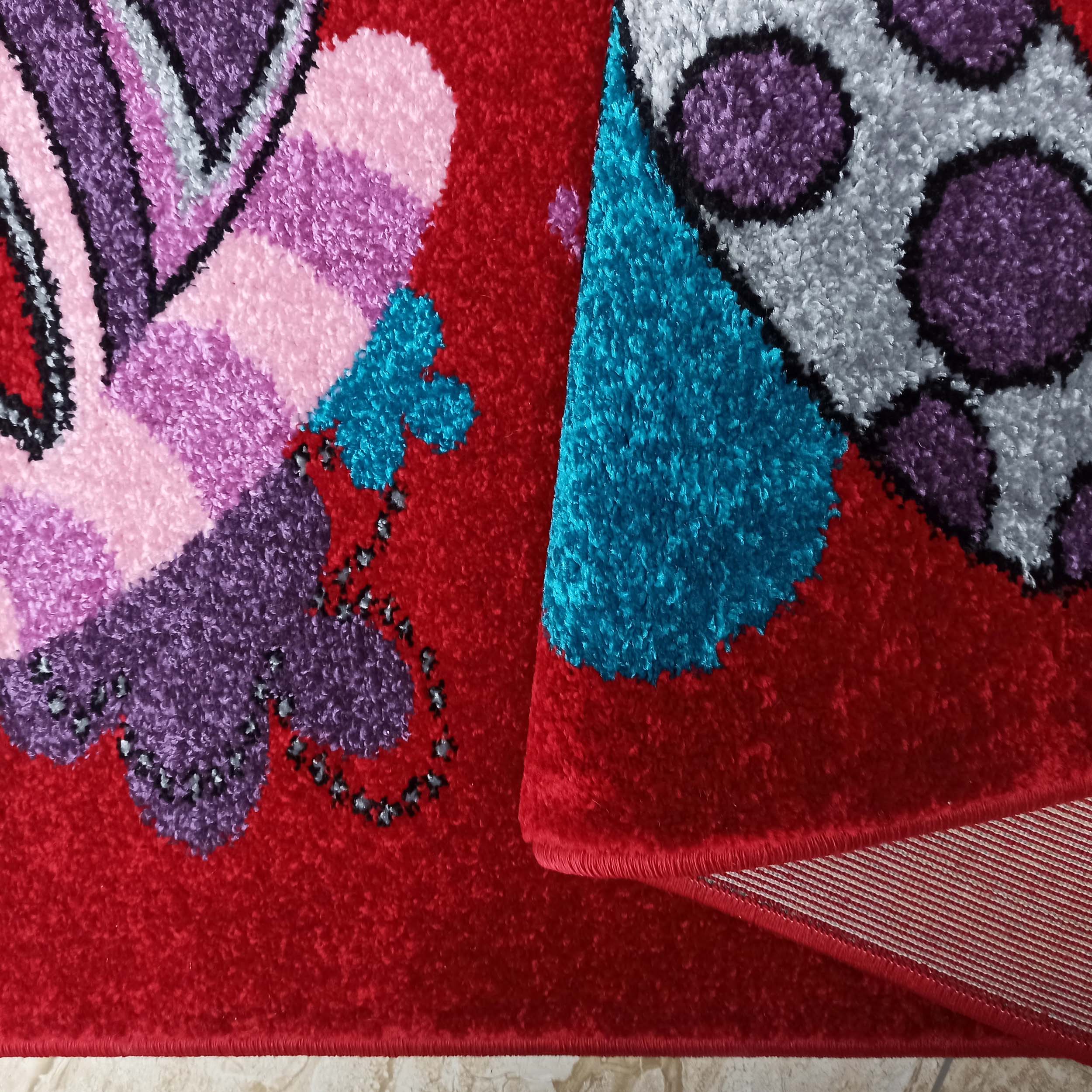 Dywan Bella Dla Dzieci 03S Czerwony Motylki