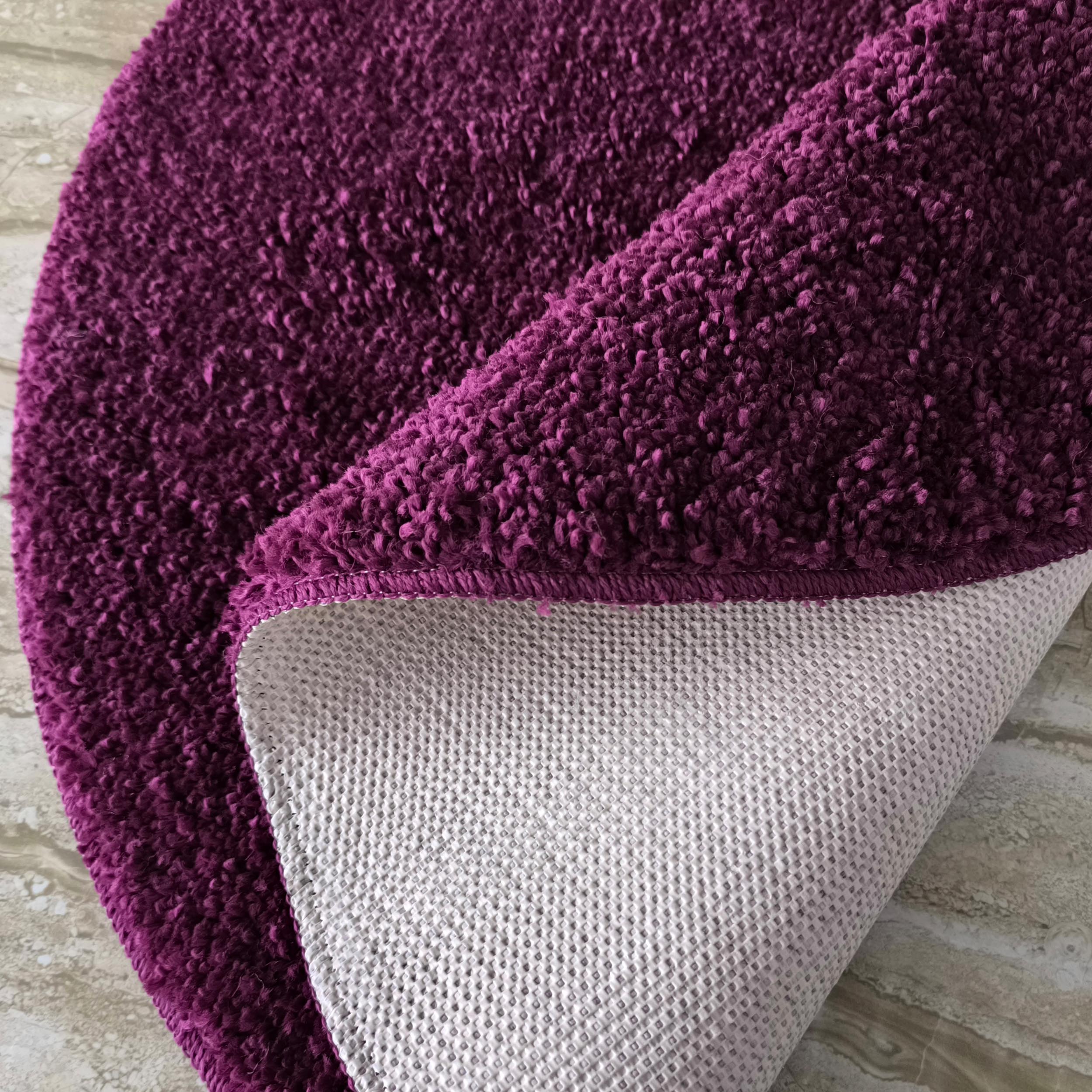 Dywan Kamel Typu Shaggy Nowoczesny Soft Koło - Oberżyna