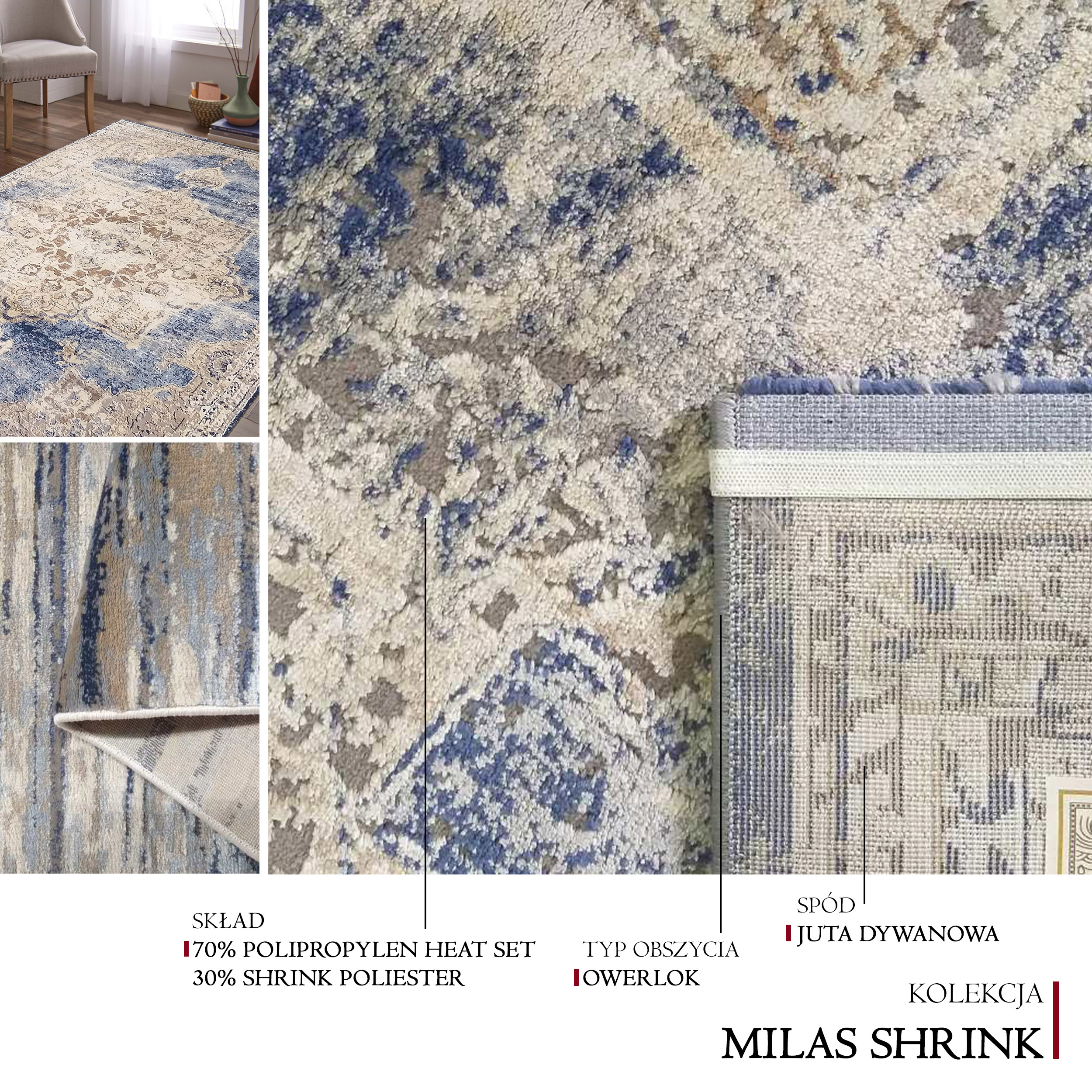 Dywan Nowoczesny Milas Shrink PRL 02A KK - Beżowo - Brązowy