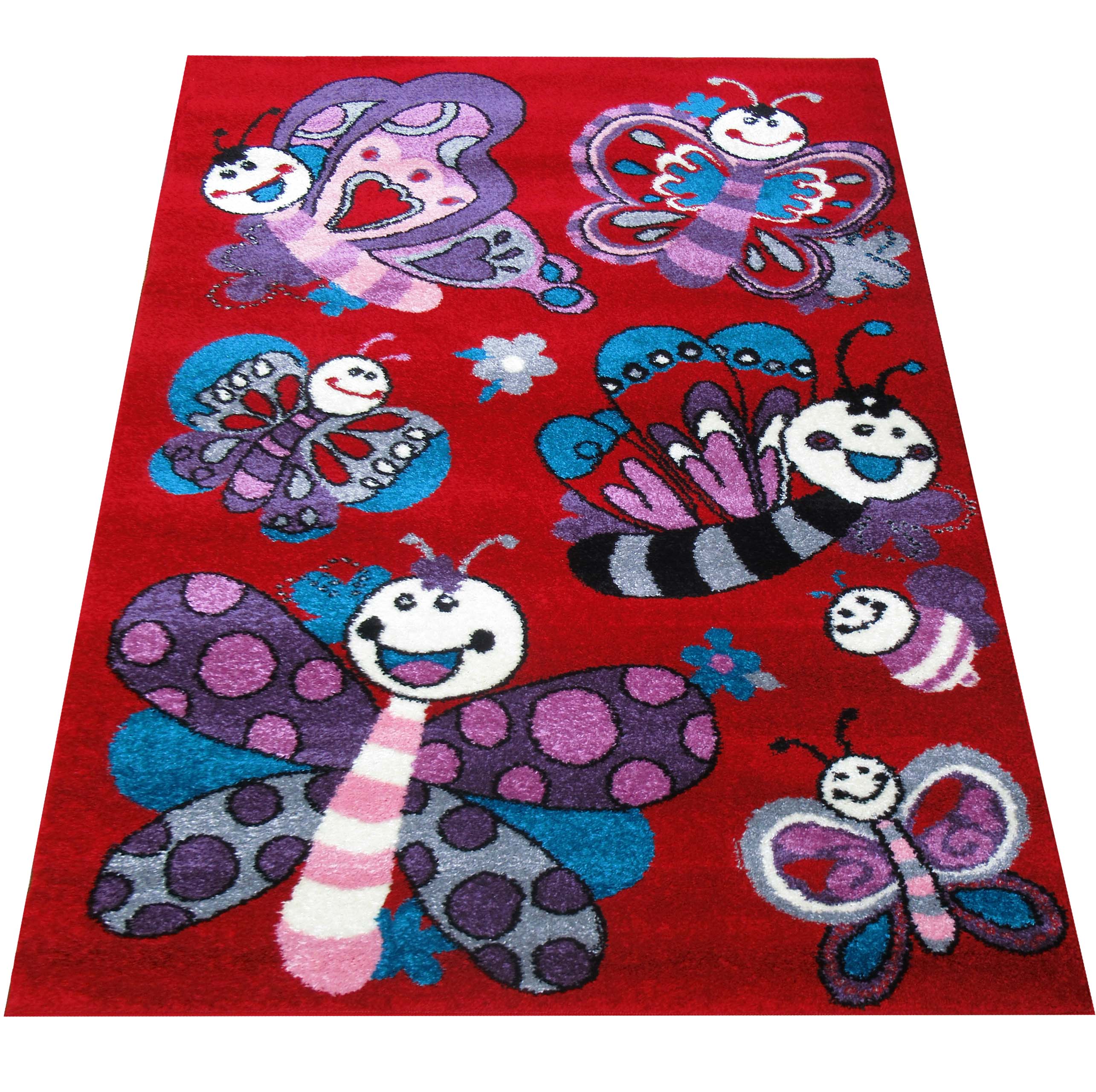 Dywan Bella Dla Dzieci 03S Czerwony Motylki