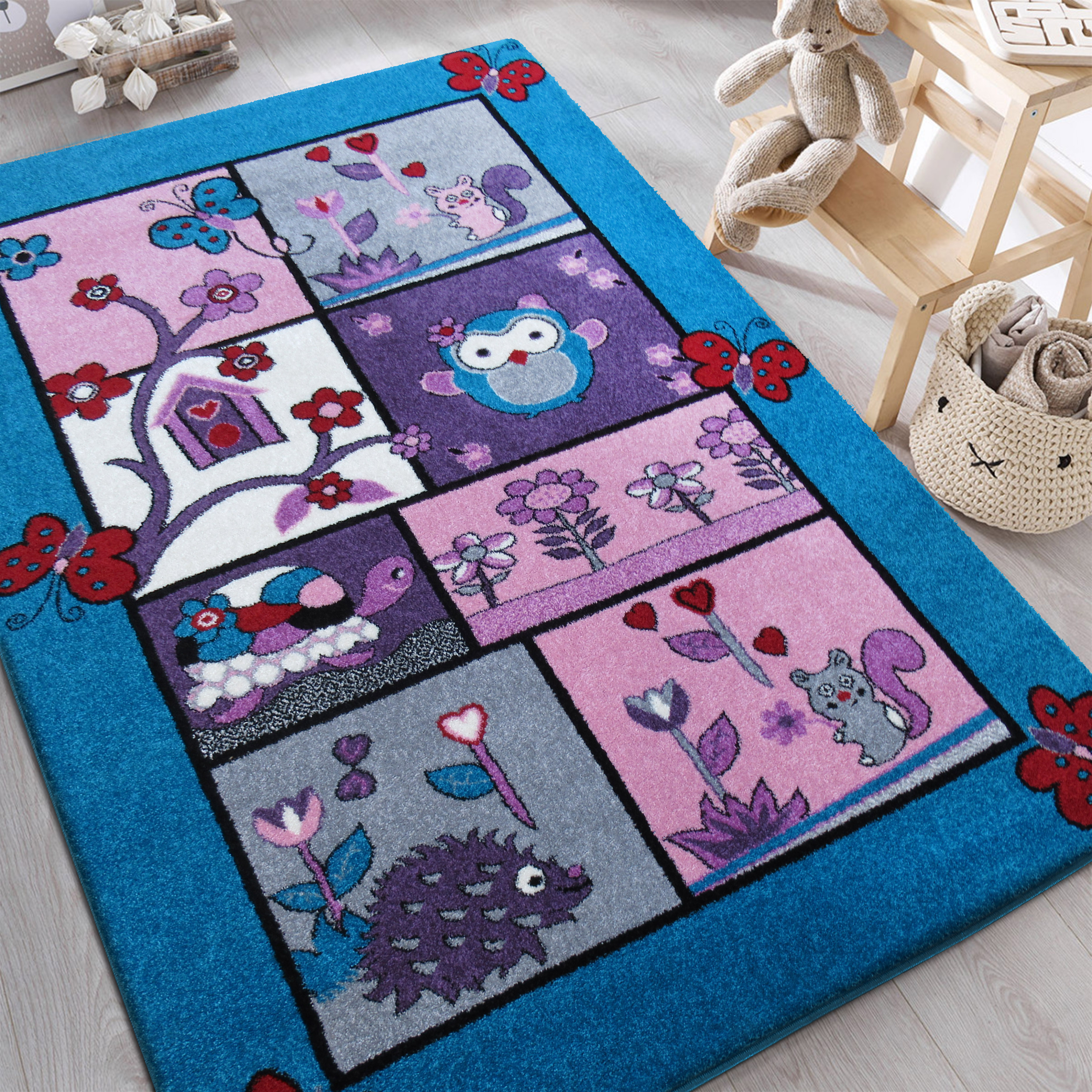 Dywan Bella Dla Dzieci 04 Turkusowy Zwierzęta