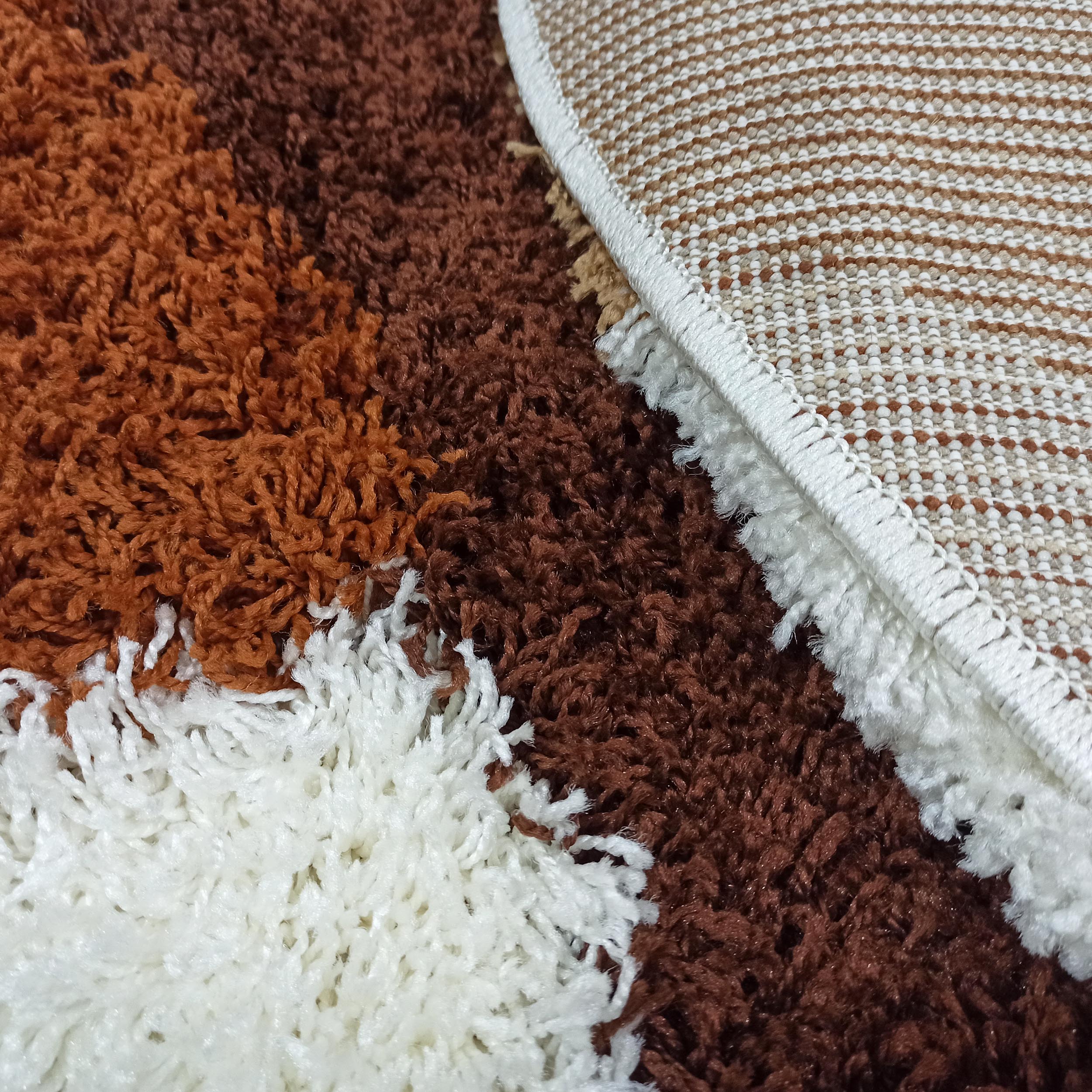 Dywan Nowoczesny Shaggy Long 2741A-BR owalny - wielokolorowy