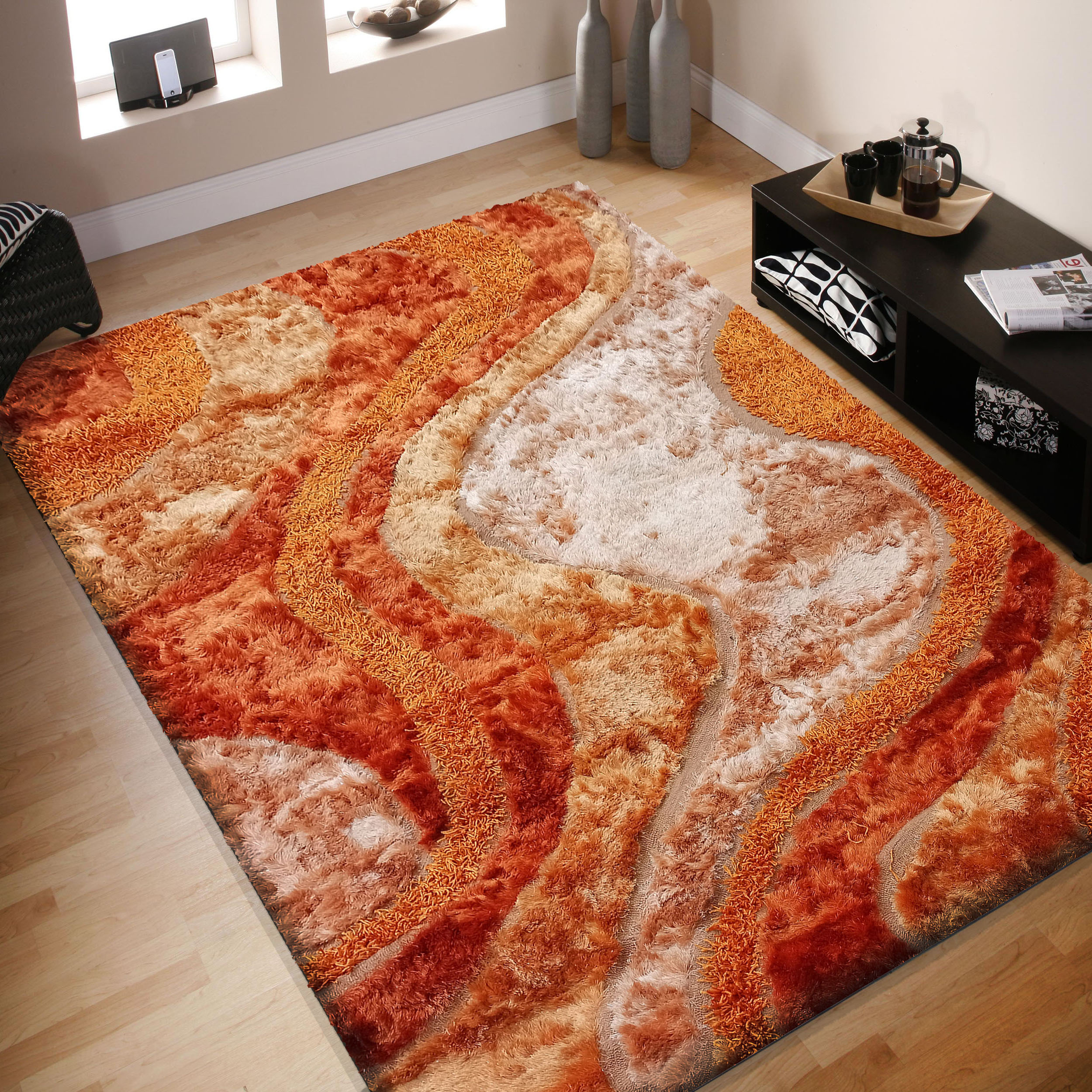 Dywan Nowoczesny Ovo Typu Shaggy 08056 Pomarańczowy