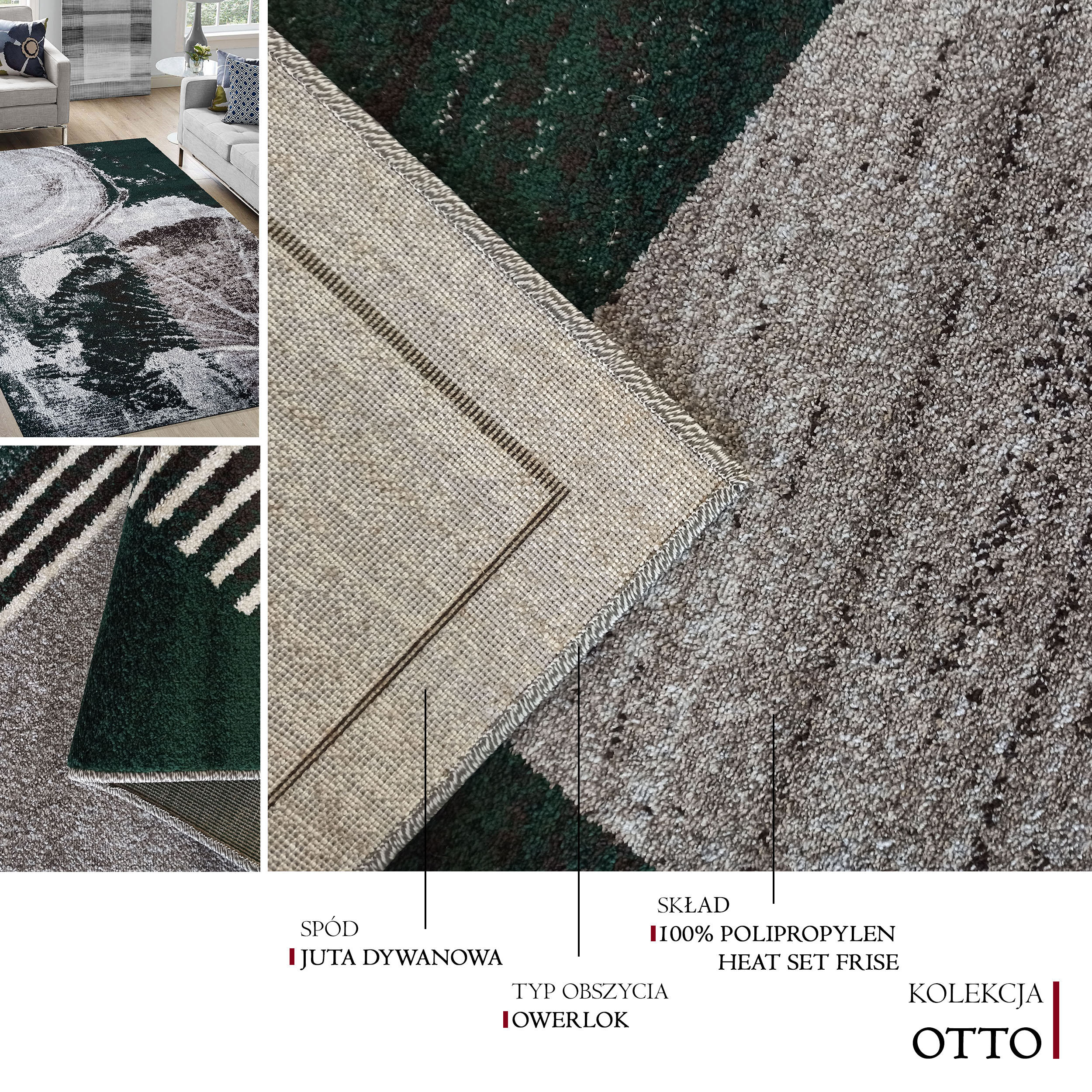 Dywan Nowoczesny Otto 04 Szaro-Zielony