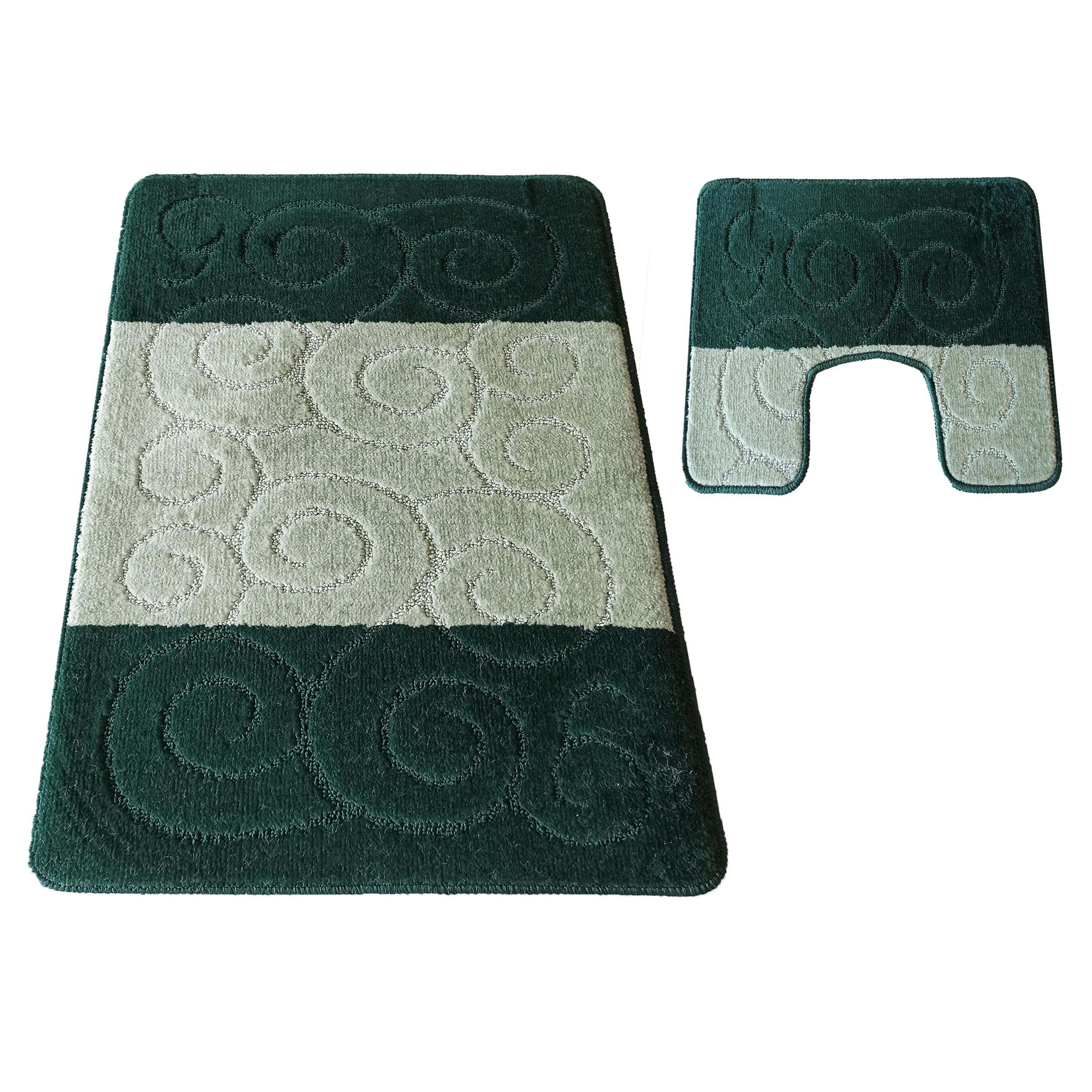 Komplet Dywaników Łazienkowych Montana Sile - Butelkowa Zieleń Pod WC Antypoślizgowy