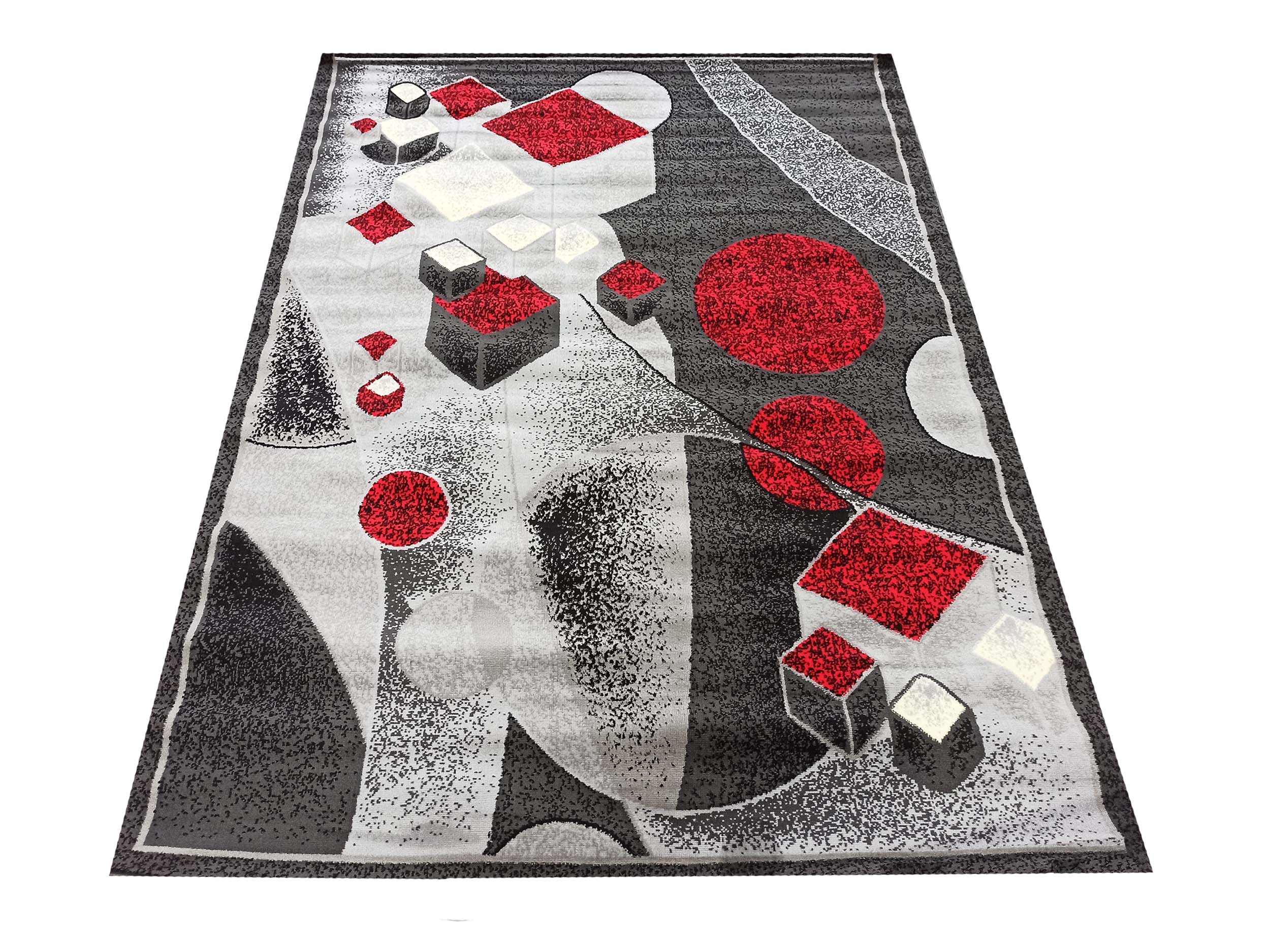 Dywan Nowoczesny Soho H5157A-G - szaro - czerwony